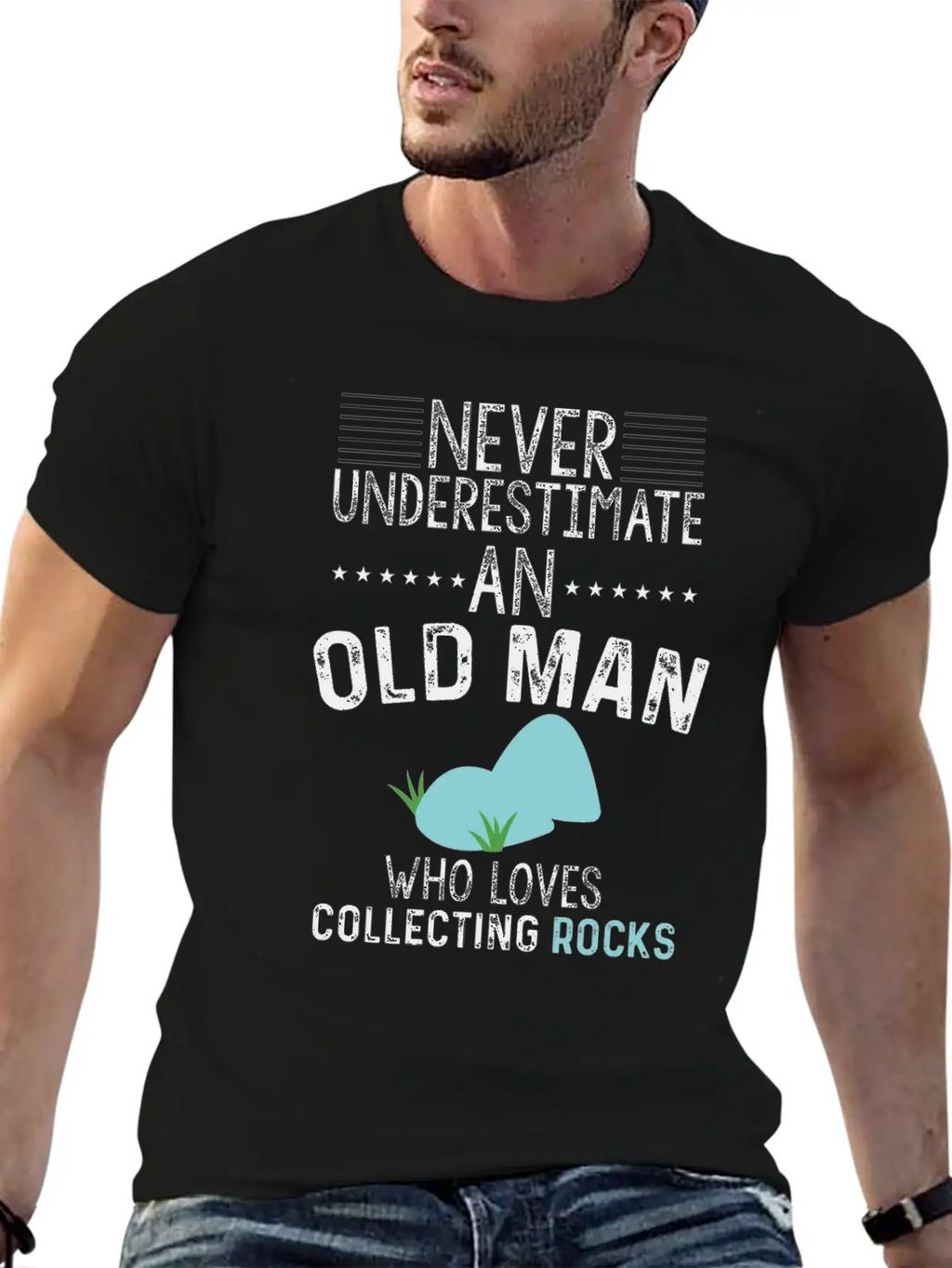 Funny Old Man Loves Collecting Rocks Gift Unisex Casual T-Shirt – Clean Design For Daily Comfort