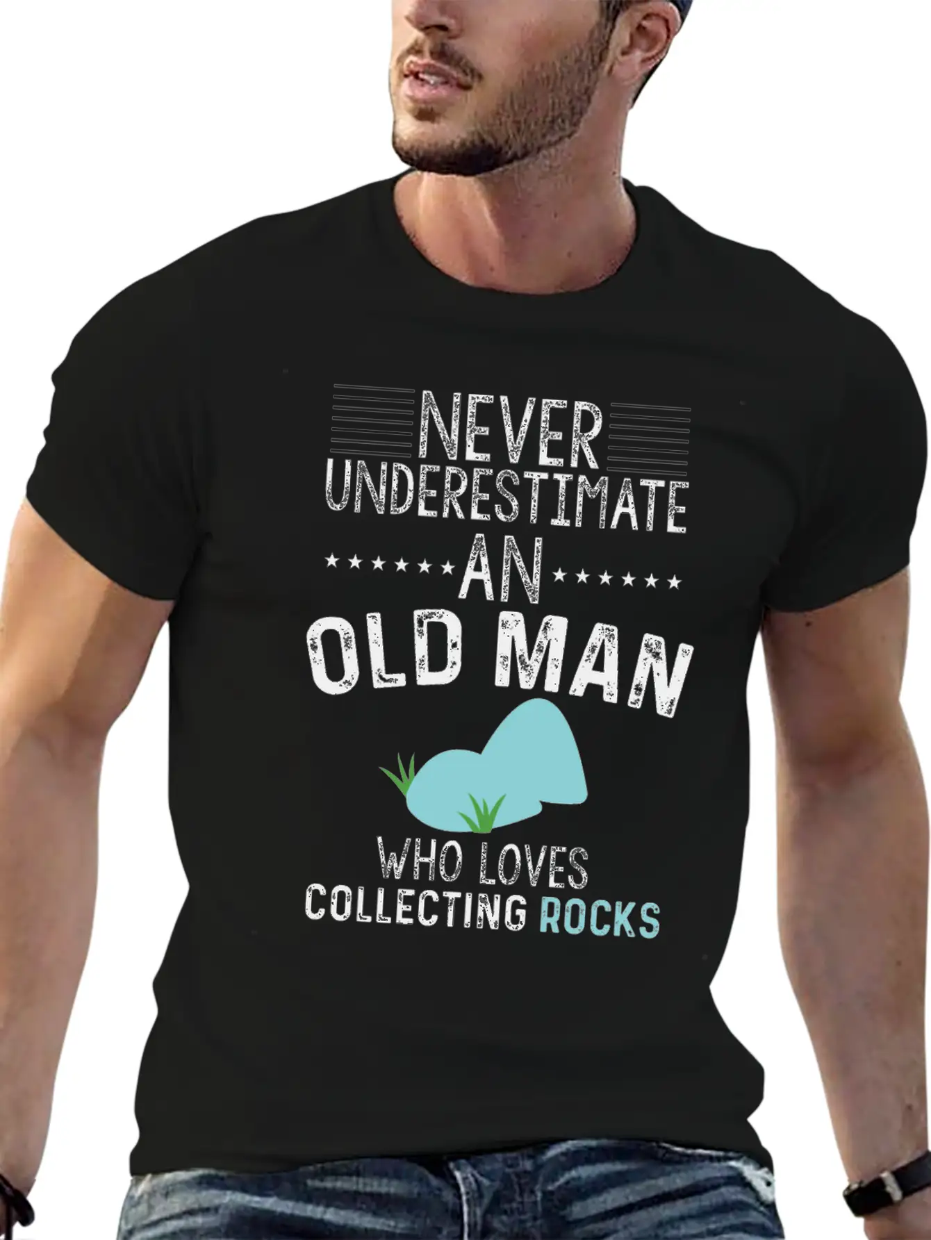 Funny Old Man Loves Collecting Rocks Gift Unisex Casual T-Shirt – Clean Design For Daily Comfort