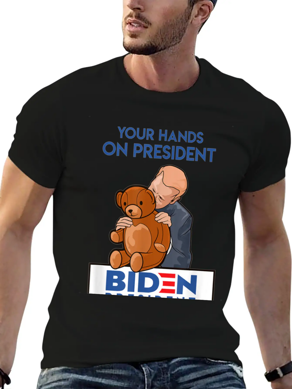 Funny Political Satire Creepy Joe Biden Gift Stylish Everyday T-Shirt – Unisex Basic Cotton Tee