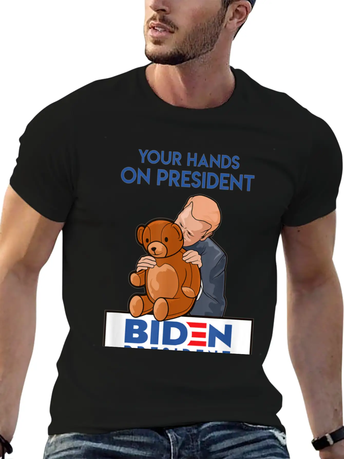 Funny Political Satire Creepy Joe Biden Gift Stylish Everyday T-Shirt – Unisex Basic Cotton Tee