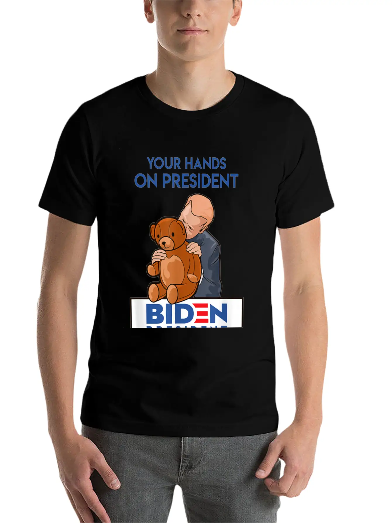 Funny Political Satire Creepy Joe Biden Gift Stylish Everyday T-Shirt – Unisex Basic Cotton Tee
