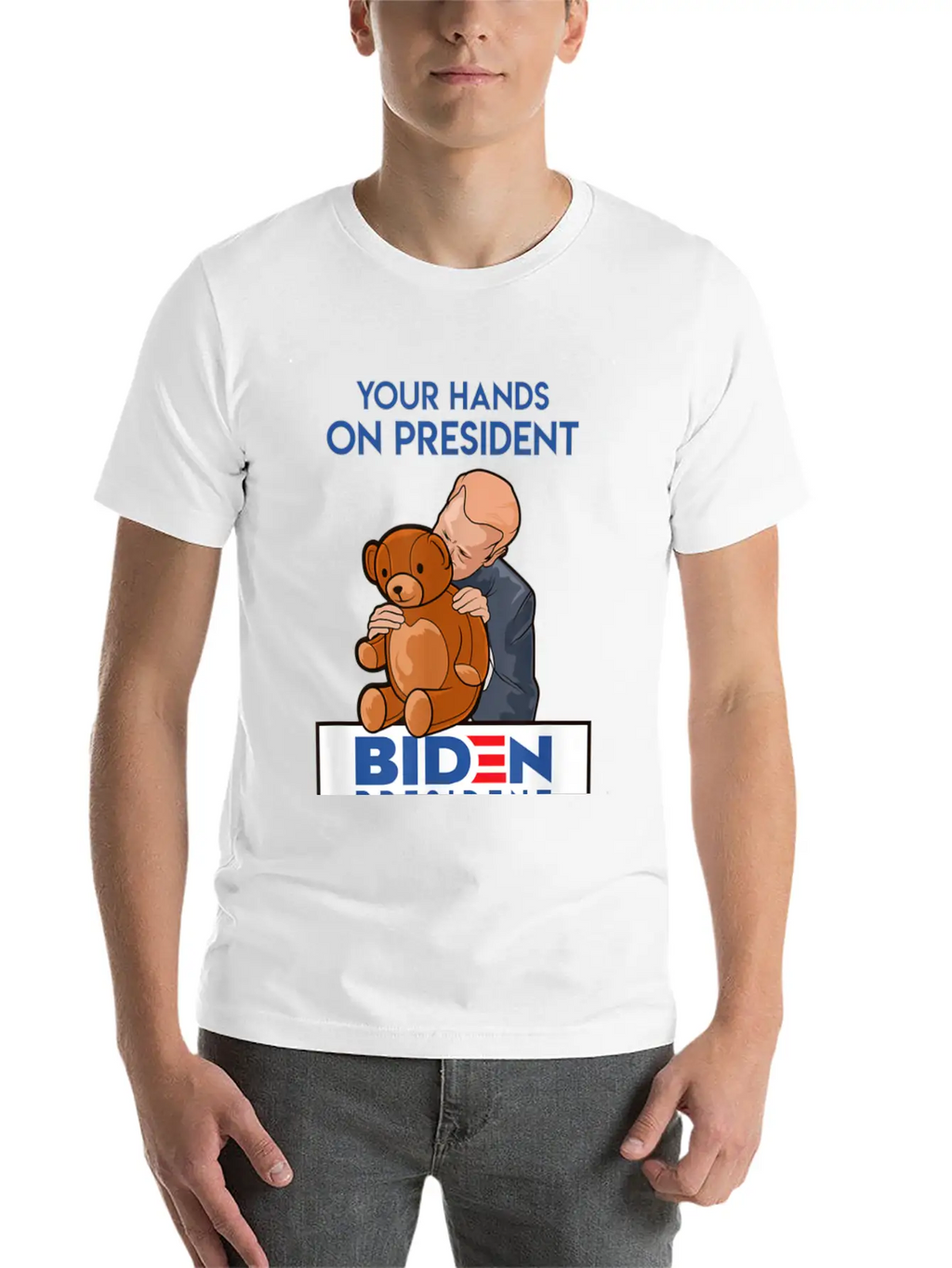 Funny Political Satire Creepy Joe Biden Gift Stylish Everyday T-Shirt – Unisex Basic Cotton Tee