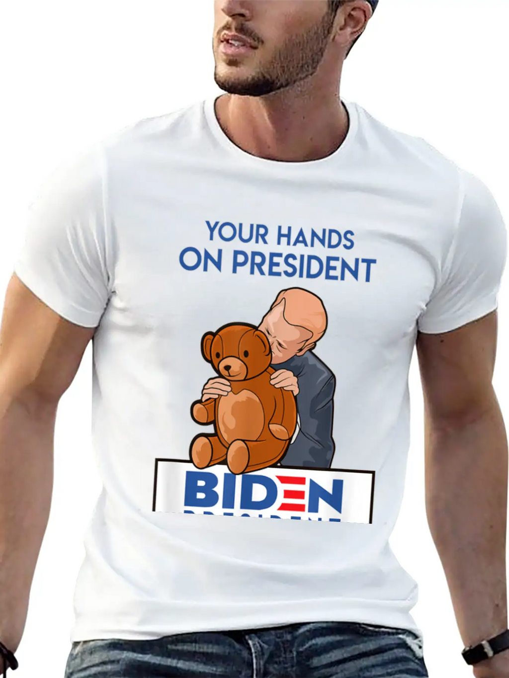 Funny Political Satire Creepy Joe Biden Gift Stylish Everyday T-Shirt – Unisex Basic Cotton Tee