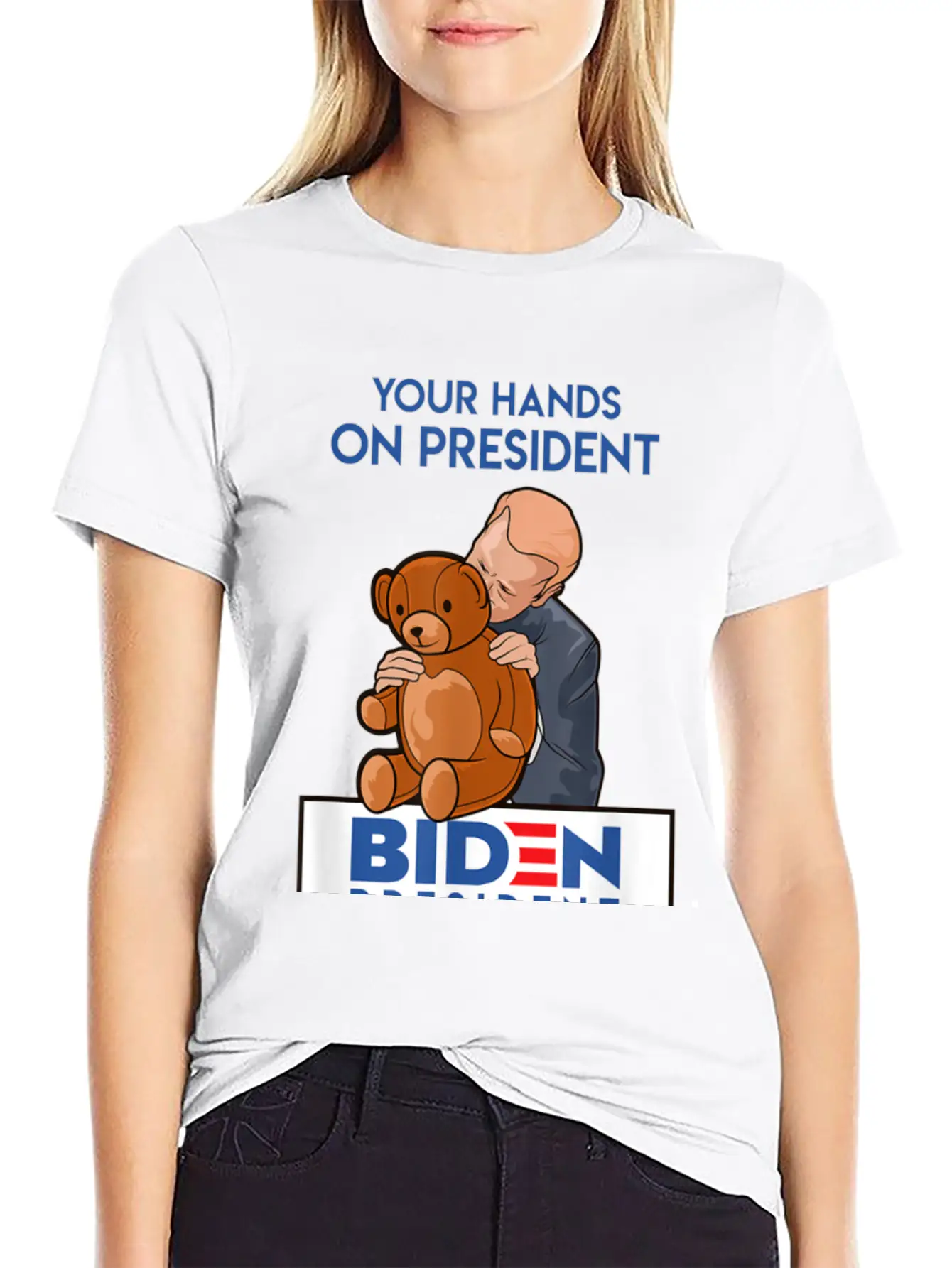 Funny Political Satire Creepy Joe Biden Gift Stylish Everyday T-Shirt – Unisex Basic Cotton Tee