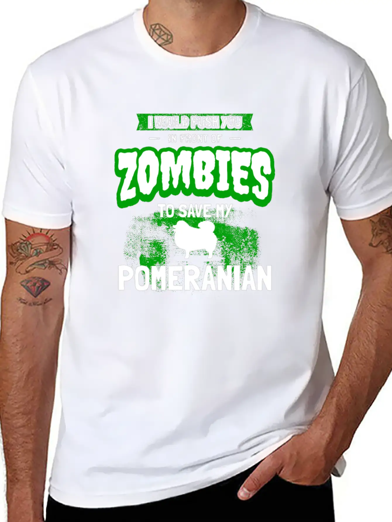 Funny Pomeranian Gag Zombie Dog Owner Gift Unisex Short Sleeve Soft Cotton T-Shirt – Casual Everyday Wear