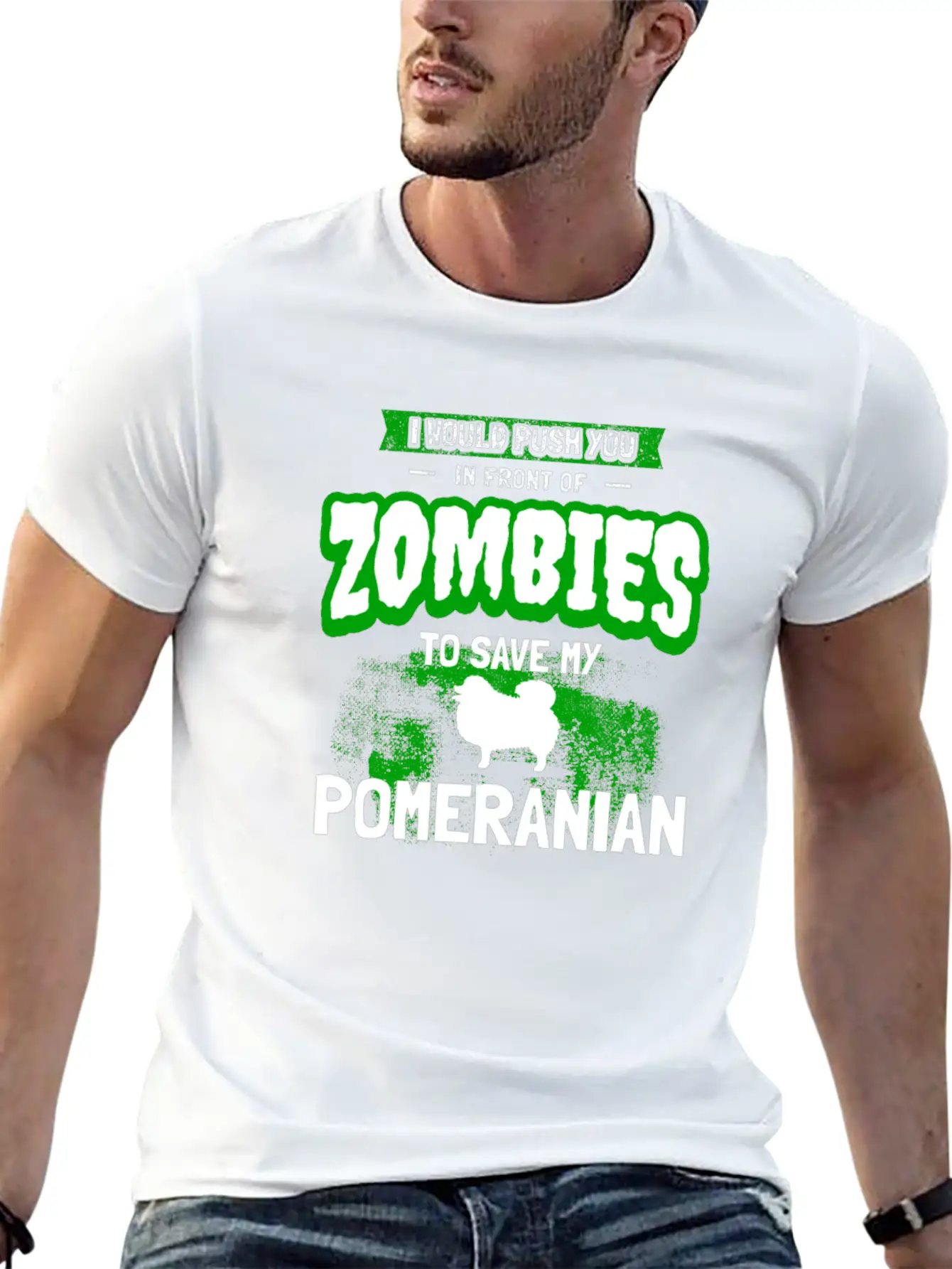 Funny Pomeranian Gag Zombie Dog Owner Gift Unisex Short Sleeve Soft Cotton T-Shirt – Casual Everyday Wear