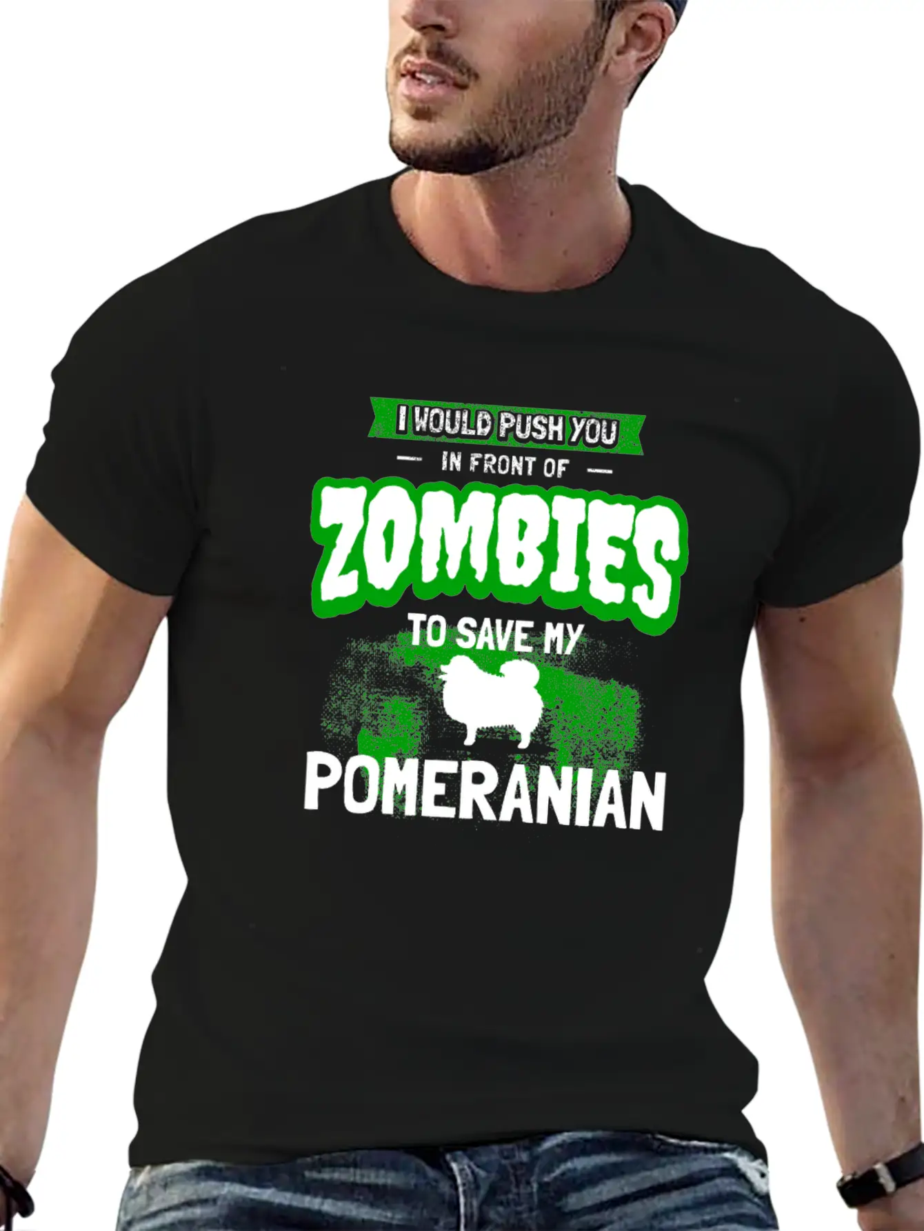 Funny Pomeranian Gag Zombie Dog Owner Gift Unisex Short Sleeve Soft Cotton T-Shirt – Casual Everyday Wear
