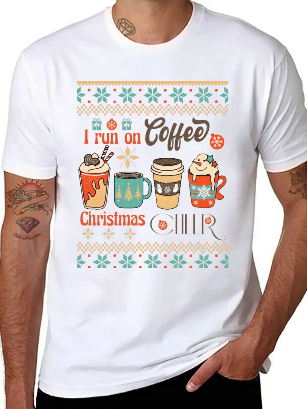 Funny Retro Christmas For Coffee Lovers Classic Fit Graphic Tee For Daily Comfort – Unisex Cotton Shirt