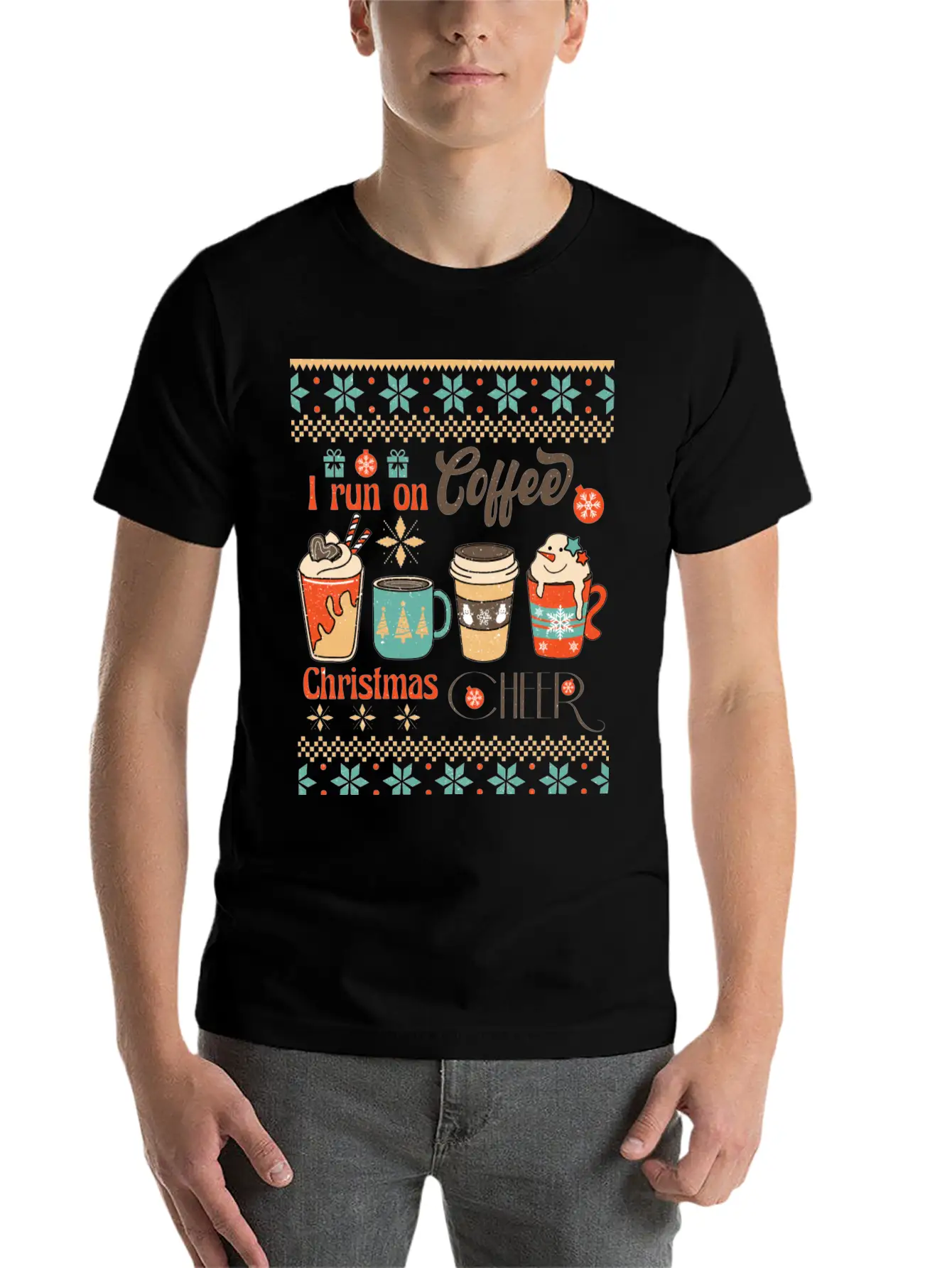 Funny Retro Christmas For Coffee Lovers Classic Fit Graphic Tee For Daily Comfort – Unisex Cotton Shirt