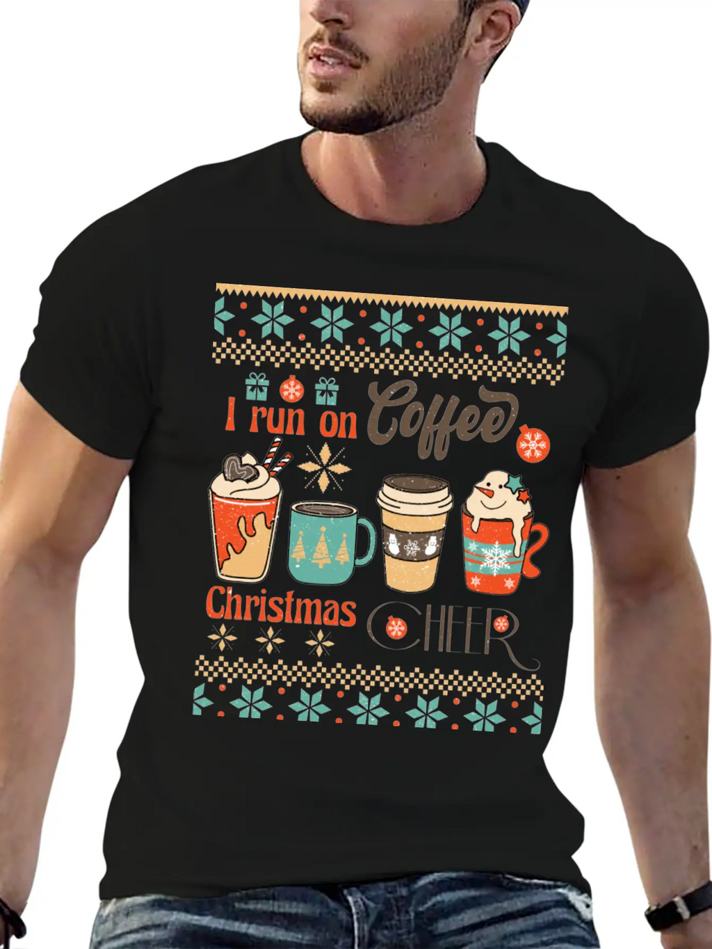 Funny Retro Christmas For Coffee Lovers Classic Fit Graphic Tee For Daily Comfort – Unisex Cotton Shirt