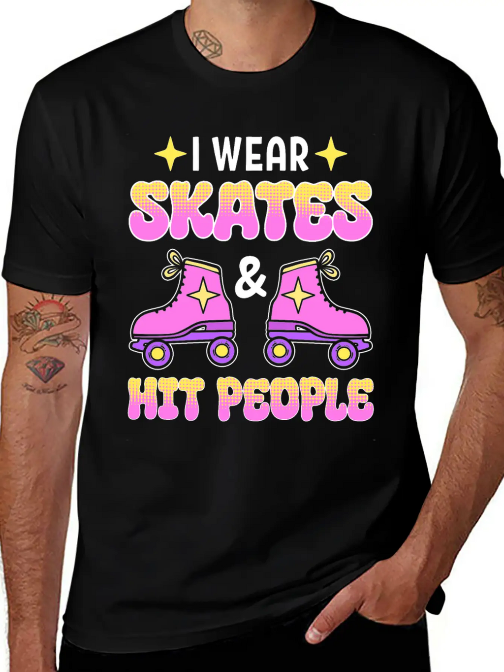 Funny Retro Roller Skater Derby Skater Unisex Short Sleeve Soft Cotton T-Shirt – Casual Everyday Wear