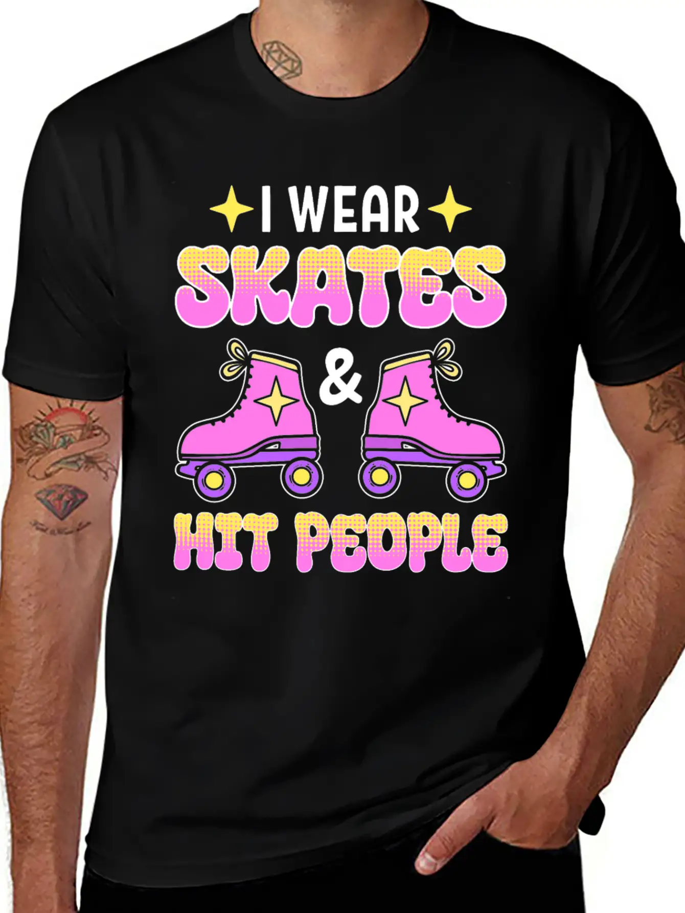 Funny Retro Roller Skater Derby Skater Unisex Short Sleeve Soft Cotton T-Shirt – Casual Everyday Wear