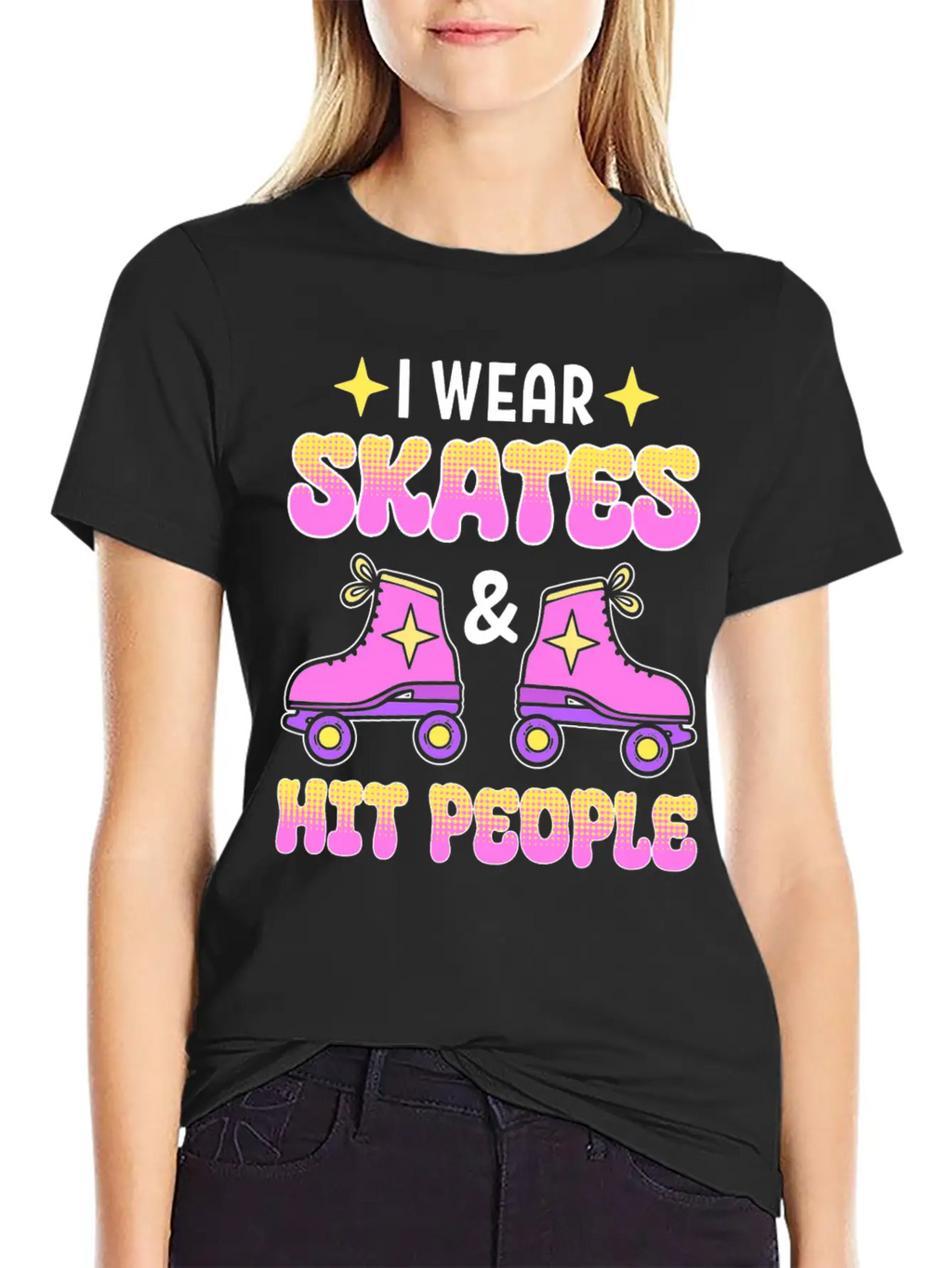 Funny Retro Roller Skater Derby Skater Unisex Short Sleeve Soft Cotton T-Shirt – Casual Everyday Wear