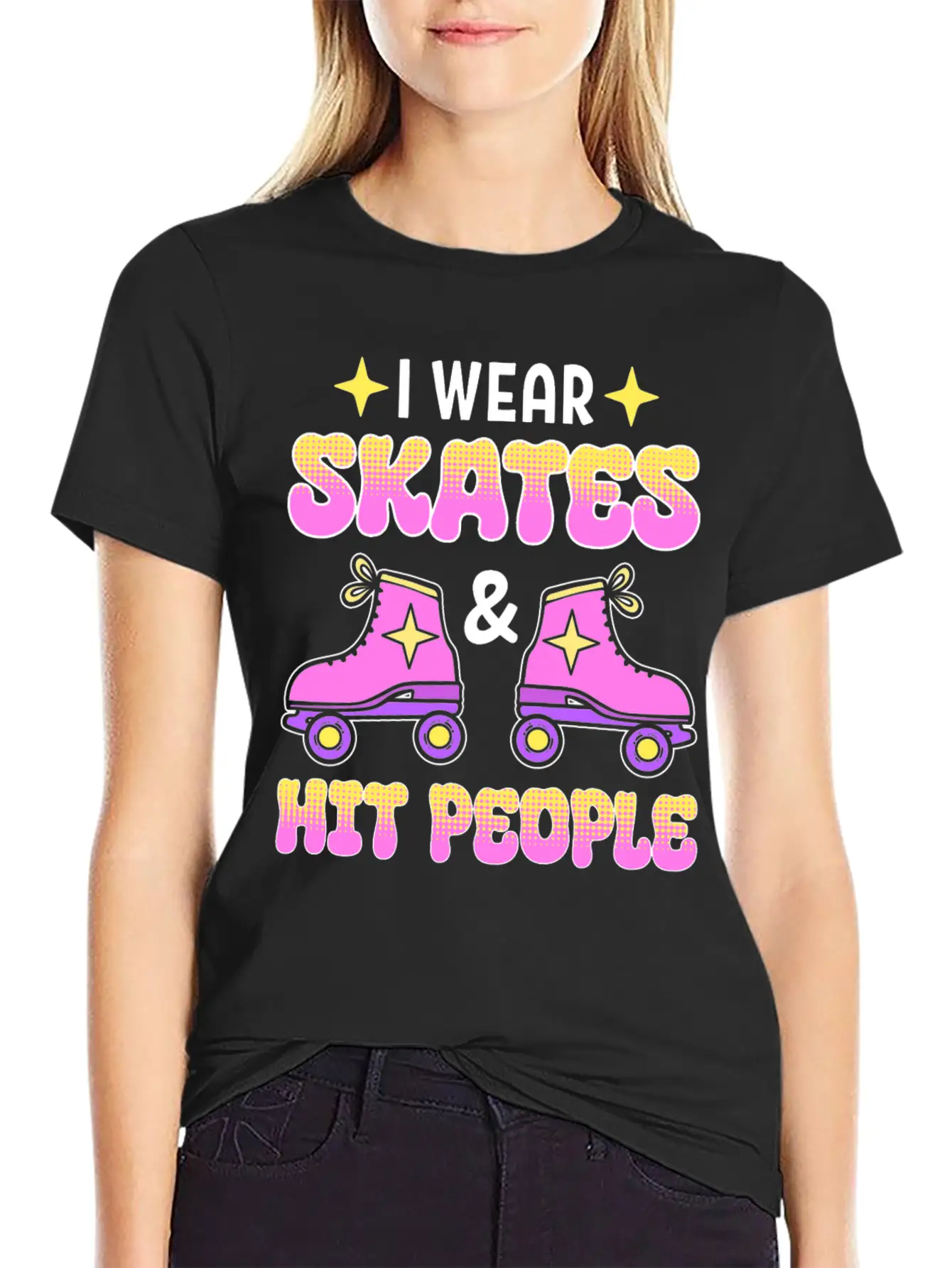 Funny Retro Roller Skater Derby Skater Unisex Short Sleeve Soft Cotton T-Shirt – Casual Everyday Wear