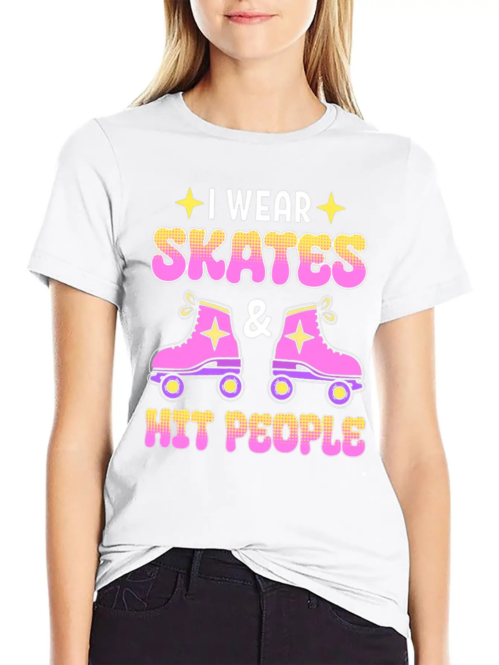 Funny Retro Roller Skater Derby Skater Unisex Short Sleeve Soft Cotton T-Shirt – Casual Everyday Wear