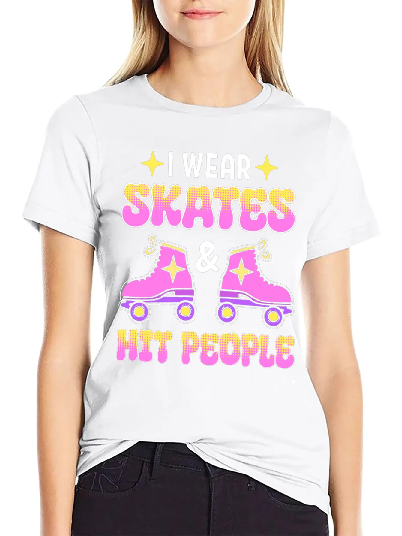 Funny Retro Roller Skater Derby Skater Unisex Short Sleeve Soft Cotton T-Shirt – Casual Everyday Wear