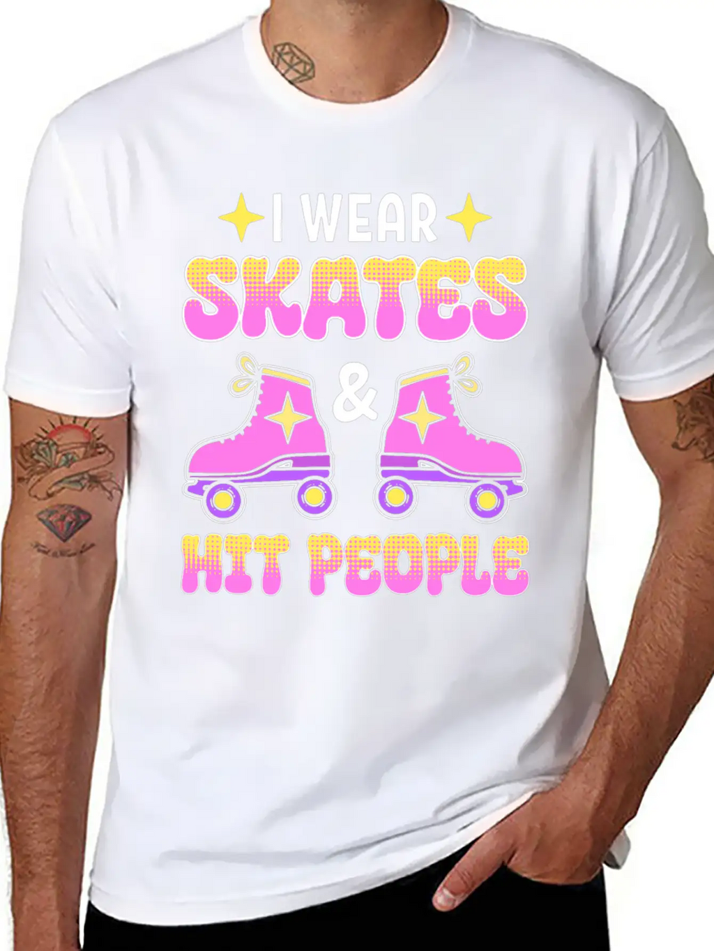 Funny Retro Roller Skater Derby Skater Unisex Short Sleeve Soft Cotton T-Shirt – Casual Everyday Wear
