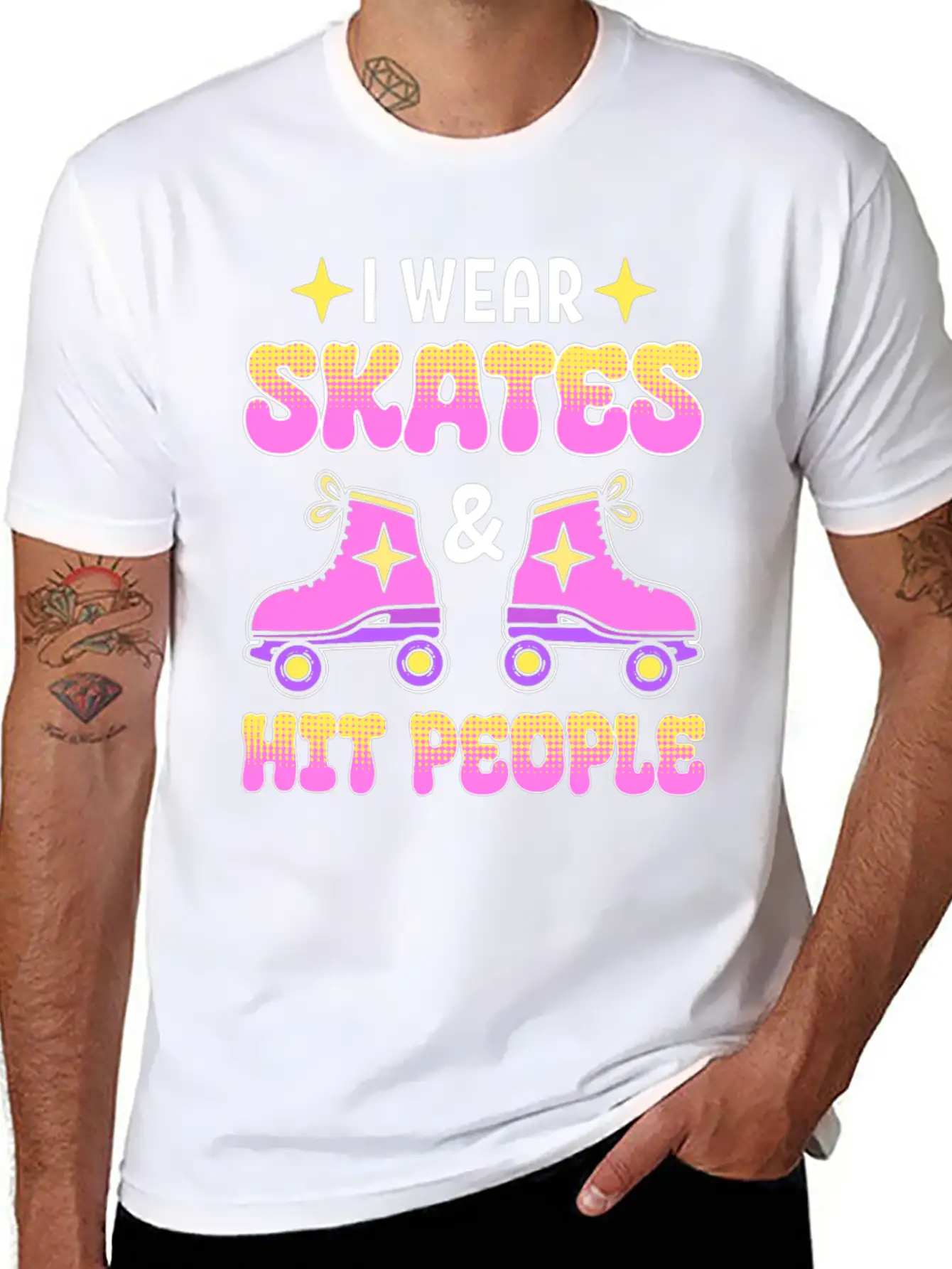 Funny Retro Roller Skater Derby Skater Unisex Short Sleeve Soft Cotton T-Shirt – Casual Everyday Wear