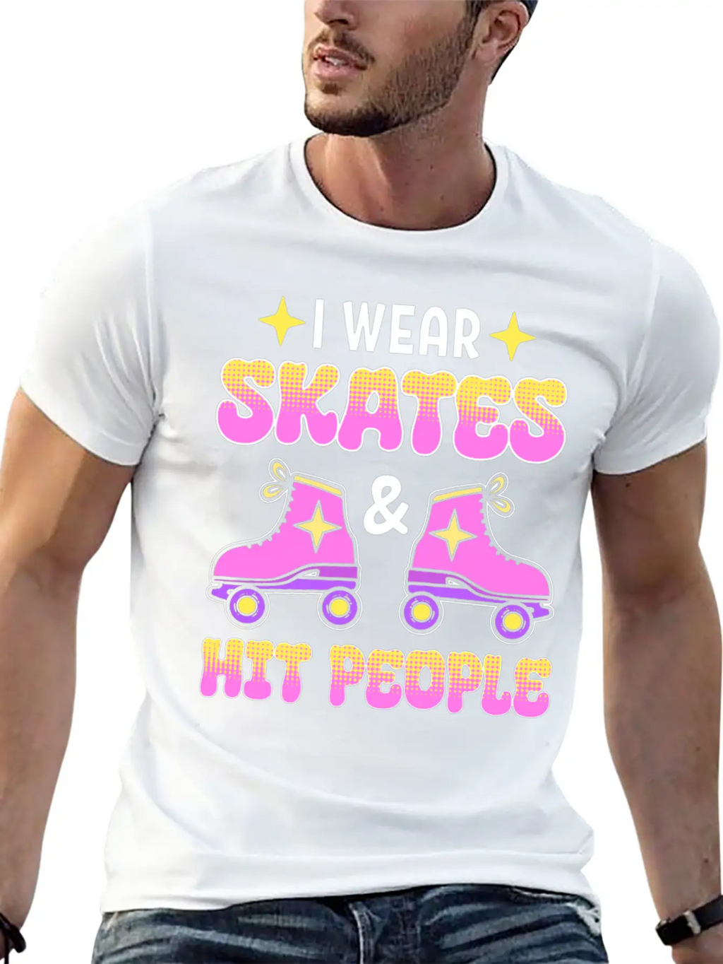 Funny Retro Roller Skater Derby Skater Unisex Short Sleeve Soft Cotton T-Shirt – Casual Everyday Wear