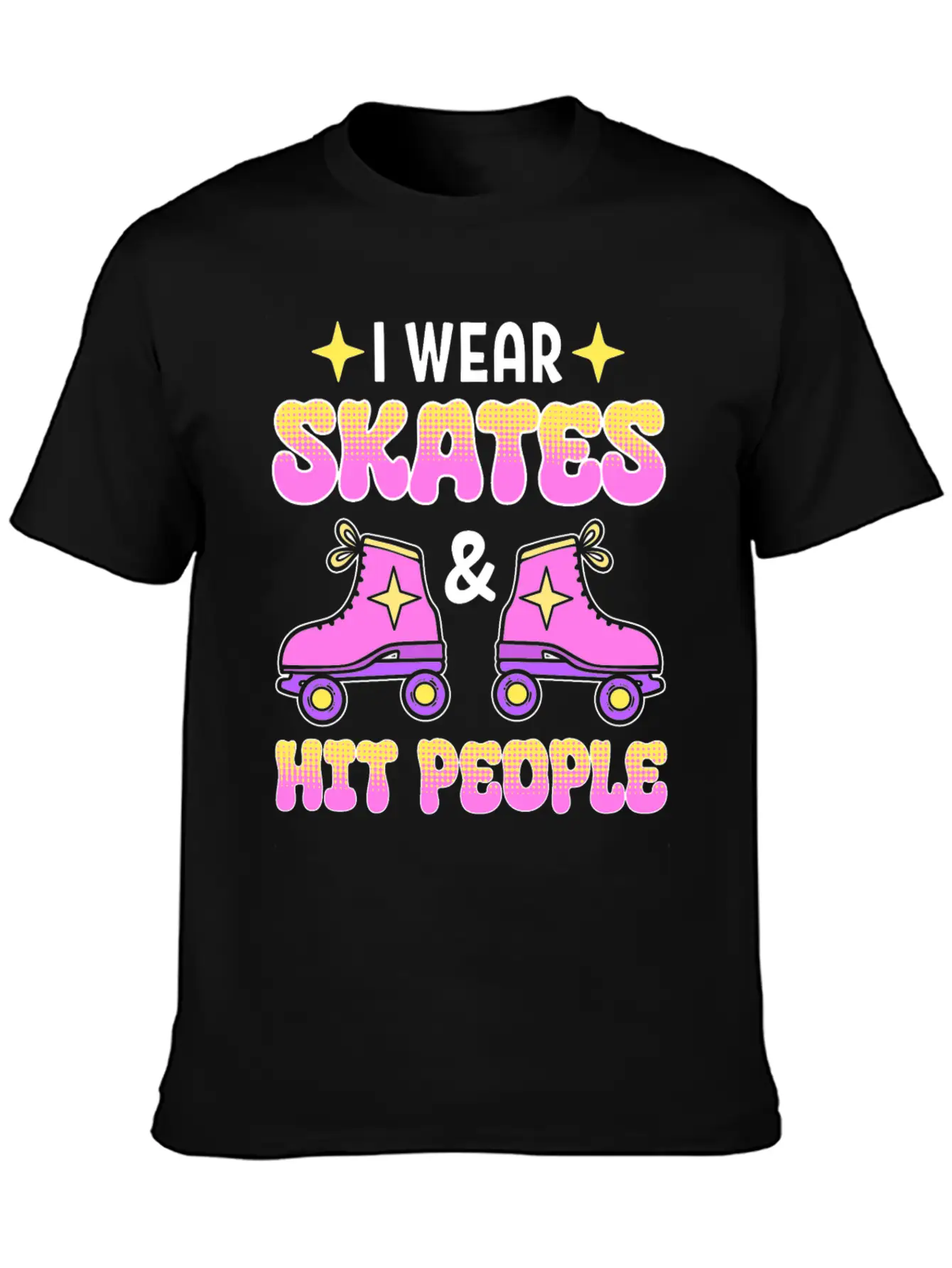Funny Retro Roller Skater Derby Skater Unisex Short Sleeve Soft Cotton T-Shirt – Casual Everyday Wear