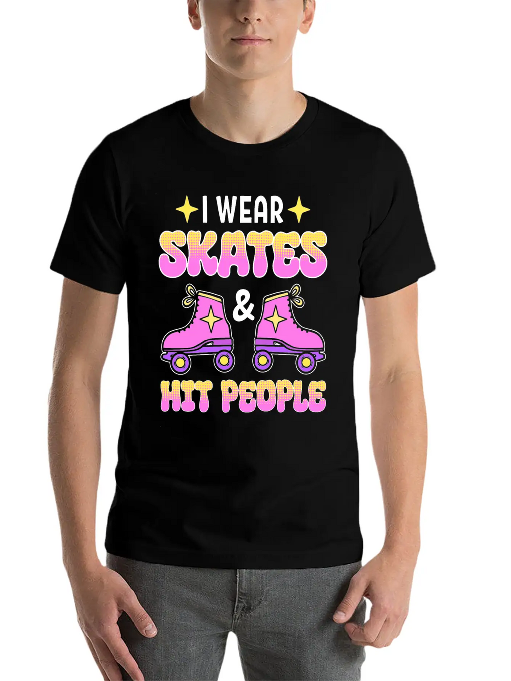 Funny Retro Roller Skater Derby Skater Unisex Short Sleeve Soft Cotton T-Shirt – Casual Everyday Wear