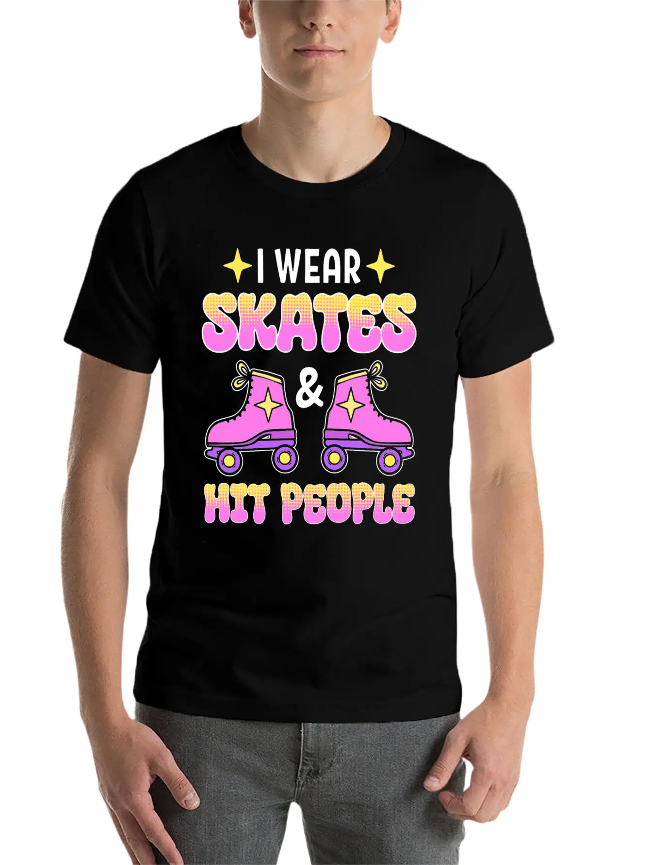 Funny Retro Roller Skater Derby Skater Unisex Short Sleeve Soft Cotton T-Shirt – Casual Everyday Wear