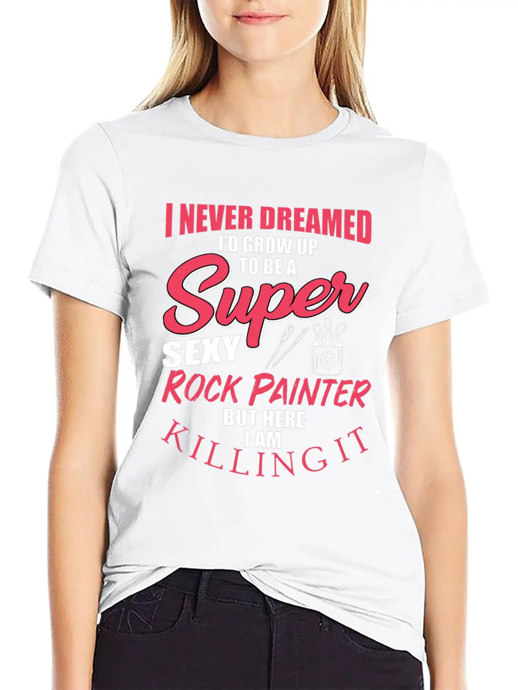 Funny Rock Painter Design Unisex Short Sleeve Soft Cotton T-Shirt – Casual Everyday Wear