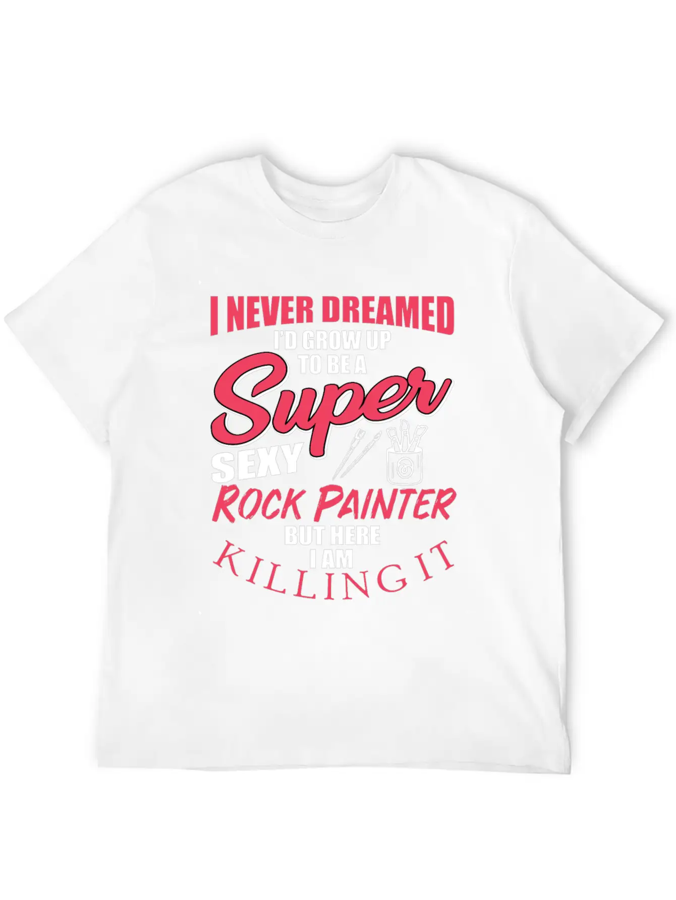 Funny Rock Painter Design Unisex Short Sleeve Soft Cotton T-Shirt – Casual Everyday Wear