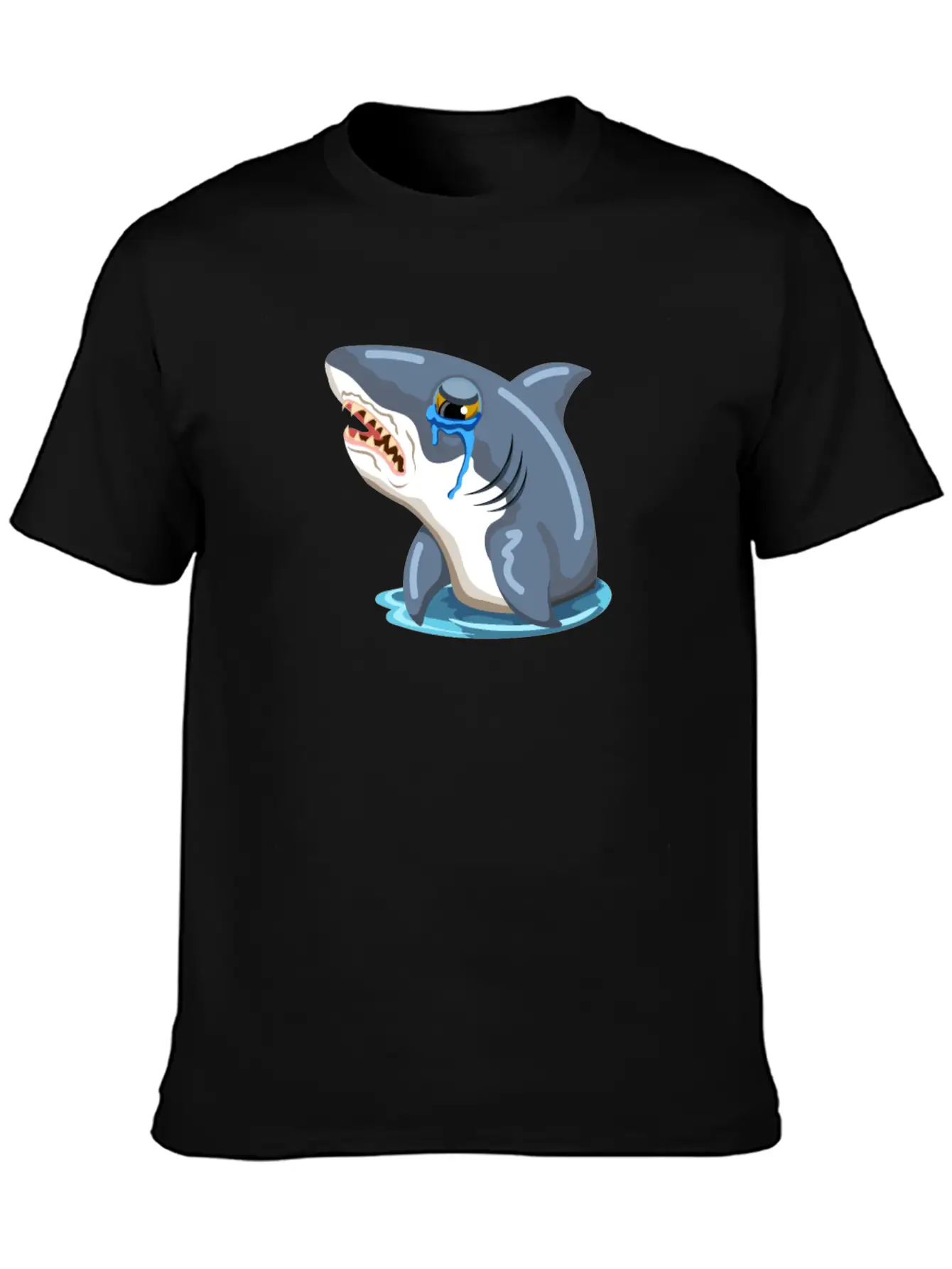 Funny Shark Cartoon Sad Shark Crying Shark Unisex Casual T-Shirt – Clean Design For Daily Comfort