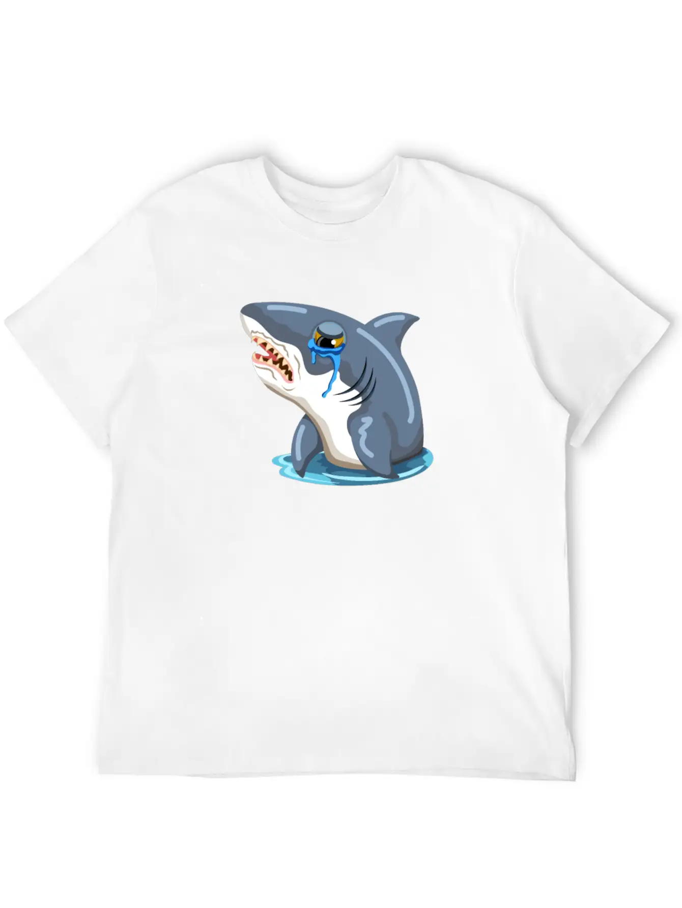 Funny Shark Cartoon Sad Shark Crying Shark Unisex Casual T-Shirt – Clean Design For Daily Comfort