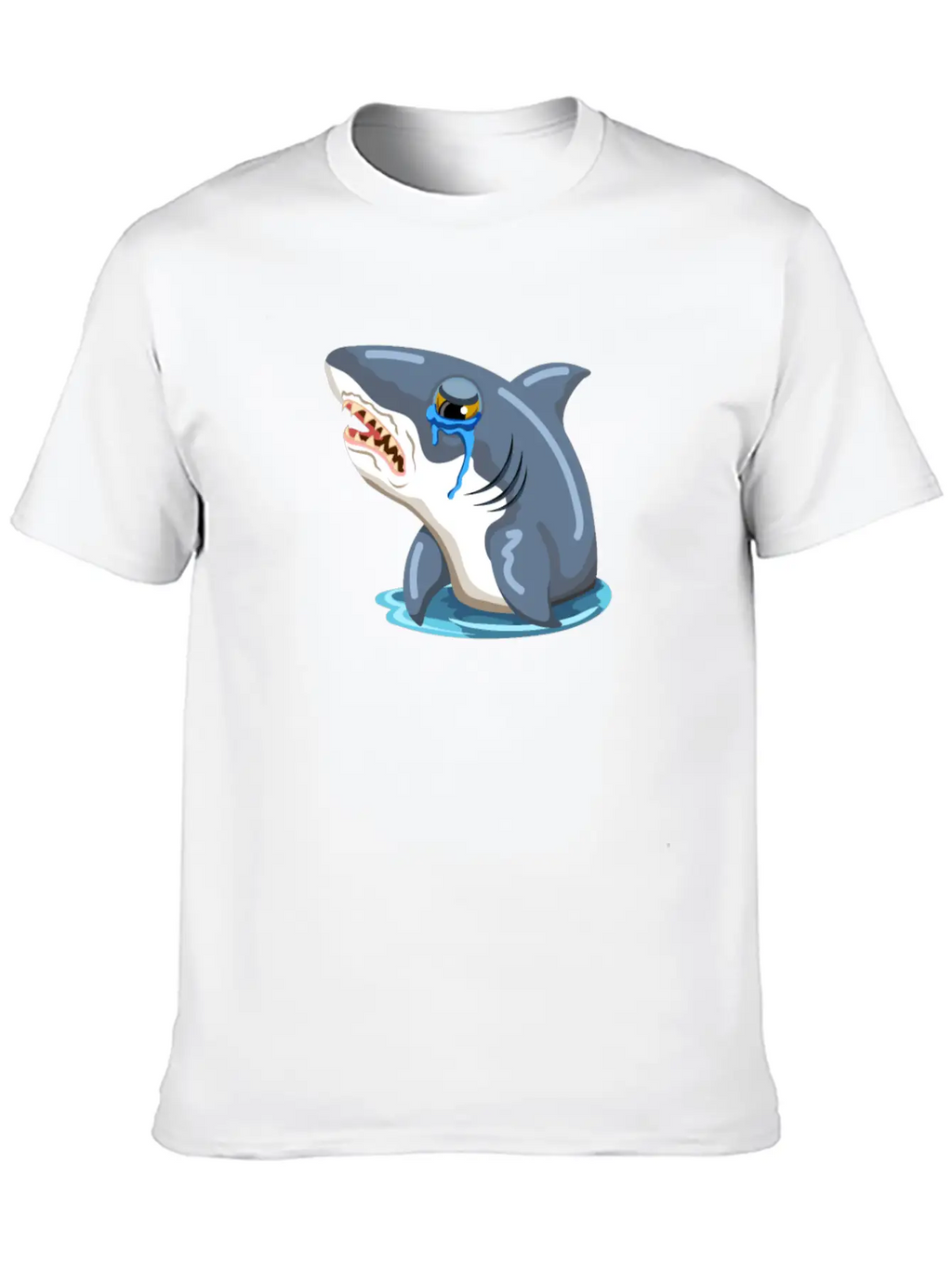 Funny Shark Cartoon Sad Shark Crying Shark Unisex Casual T-Shirt – Clean Design For Daily Comfort