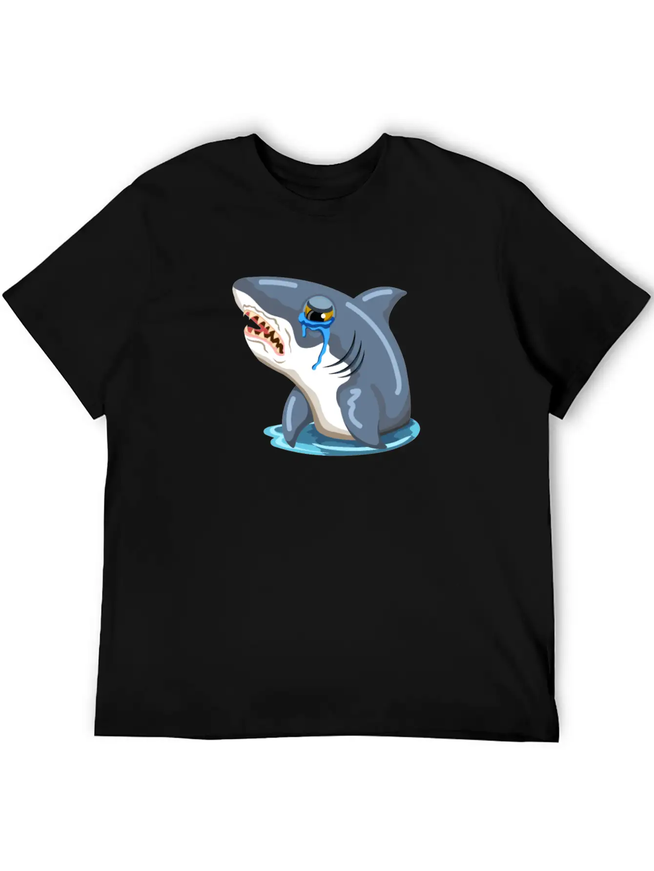 Funny Shark Cartoon Sad Shark Crying Shark Unisex Casual T-Shirt – Clean Design For Daily Comfort