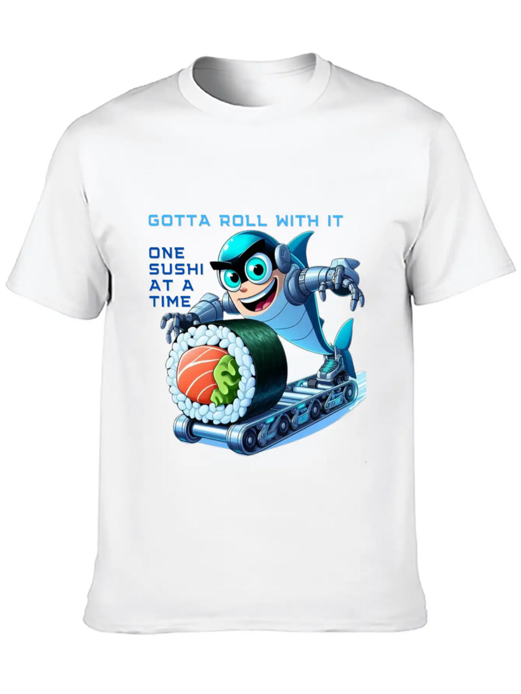 Funny Shark Cyborg Cyberpunk Rolling Sushi Unisex Casual T-Shirt – Clean Design For Daily Comfort