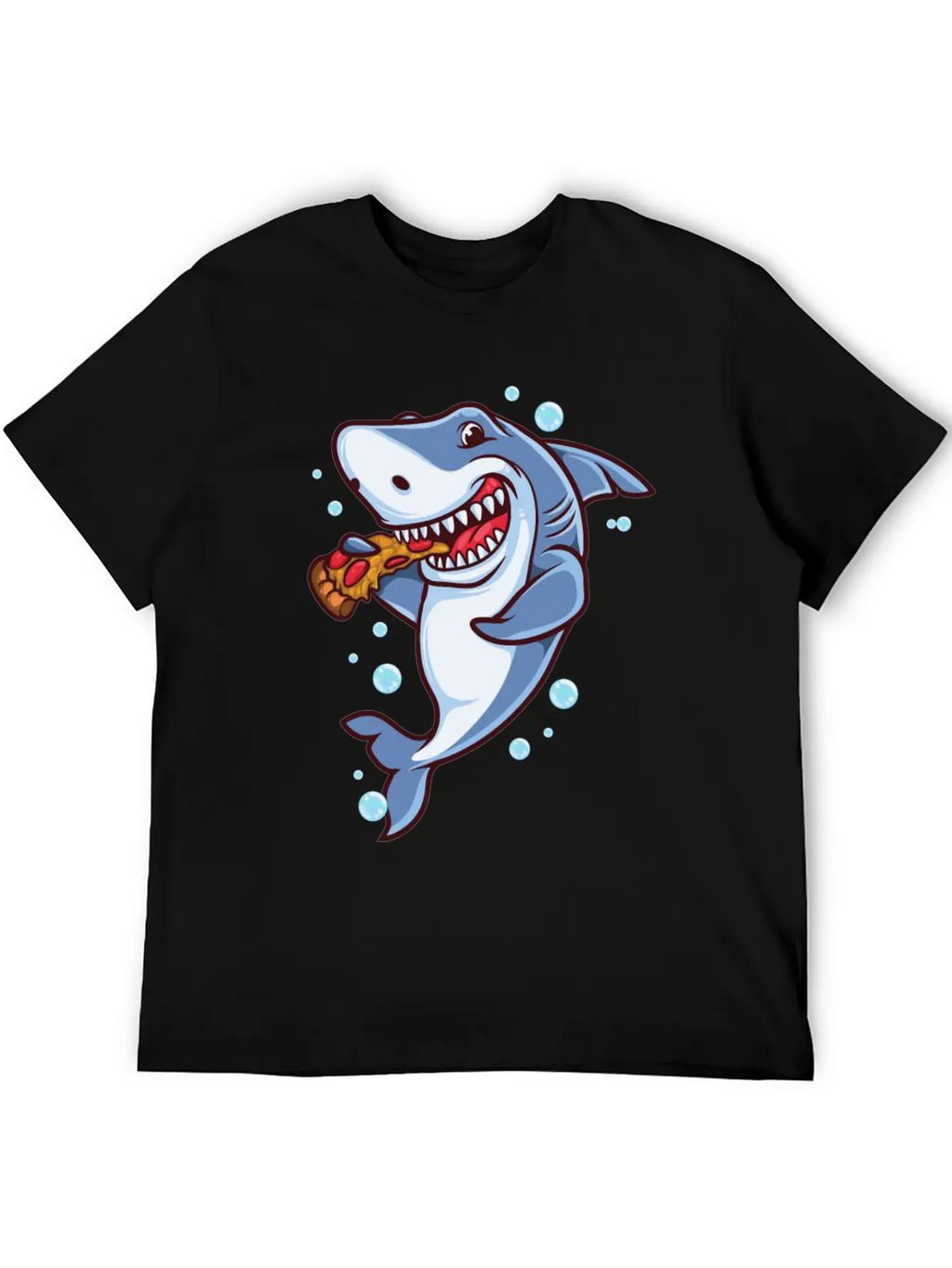Funny Shark Eating Pizza Essential Cotton Tee For Daily Outfits – Unisex Style