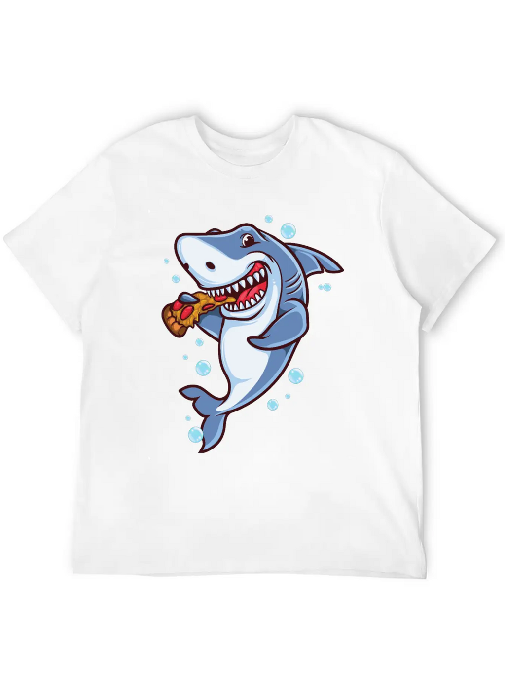 Funny Shark Eating Pizza Essential Cotton Tee For Daily Outfits – Unisex Style
