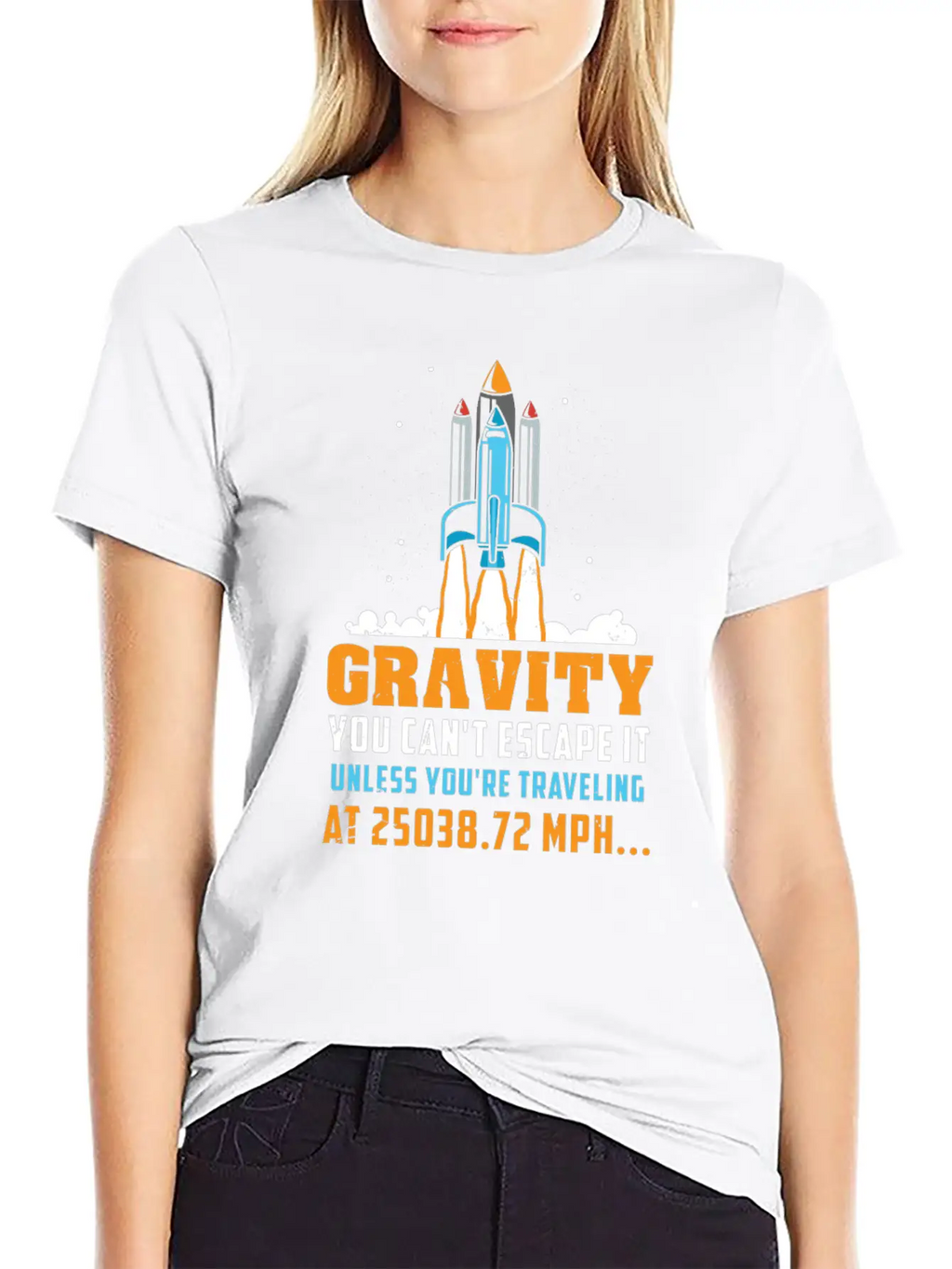 Funny Space Rocket Science Gravity Escape Gift Unisex Short Sleeve Soft Cotton T-Shirt – Casual Everyday Wear