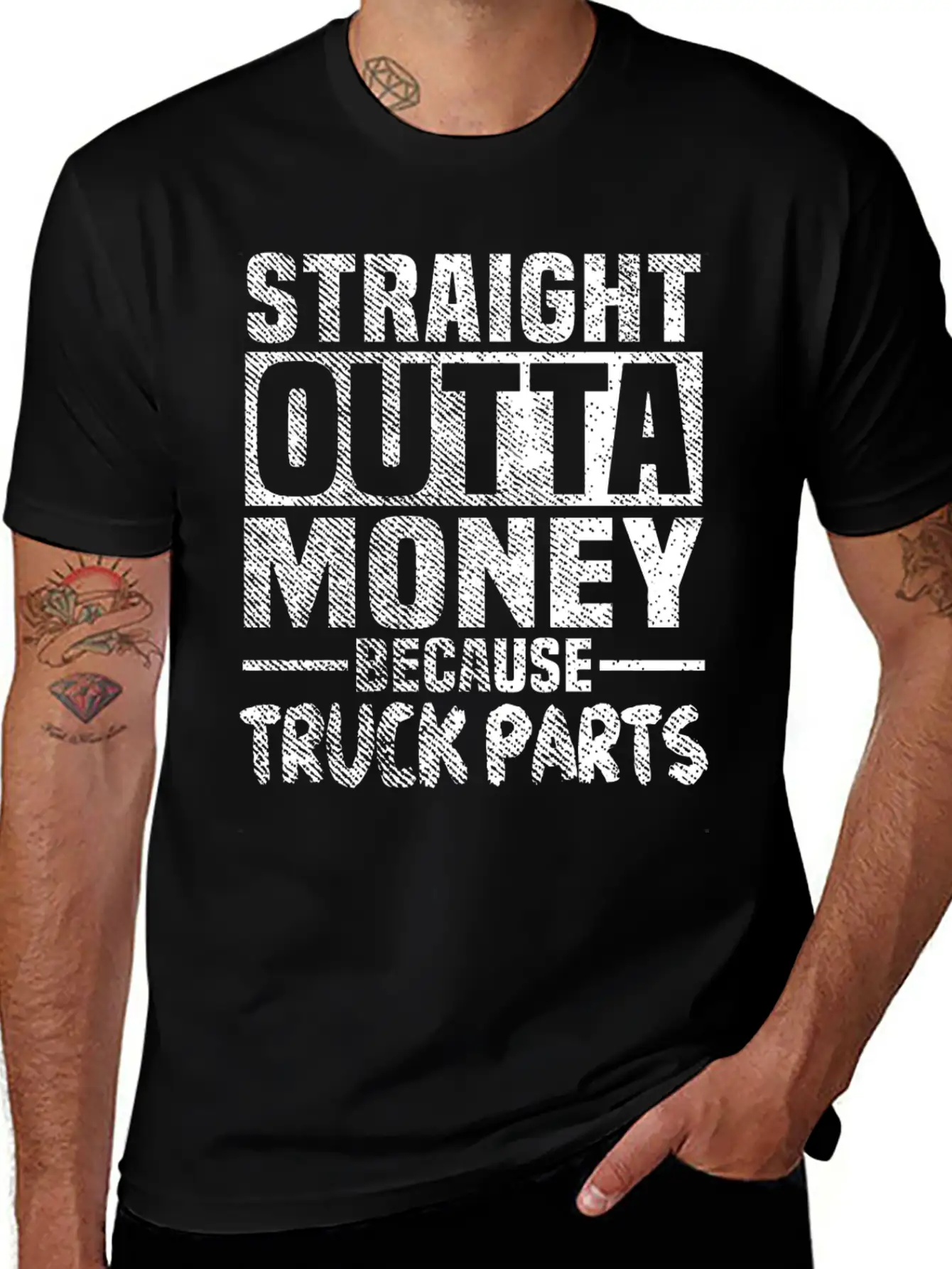 Funny Straight Outta Money Because Truck Parts Gif Stylish Everyday T-Shirt – Unisex Basic Cotton Tee