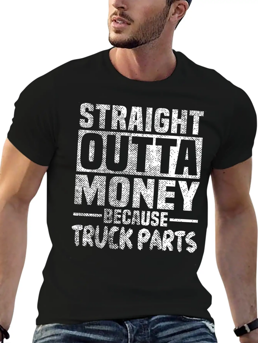 Funny Straight Outta Money Because Truck Parts Gif Stylish Everyday T-Shirt – Unisex Basic Cotton Tee