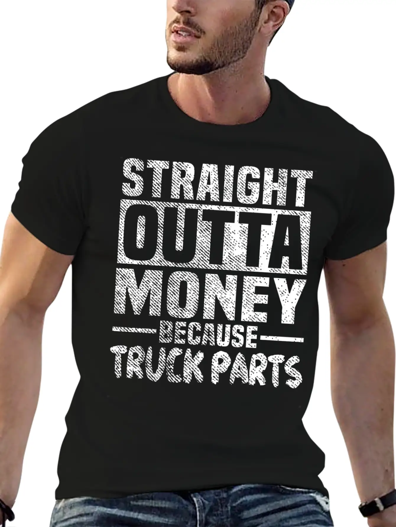 Funny Straight Outta Money Because Truck Parts Gif Stylish Everyday T-Shirt – Unisex Basic Cotton Tee
