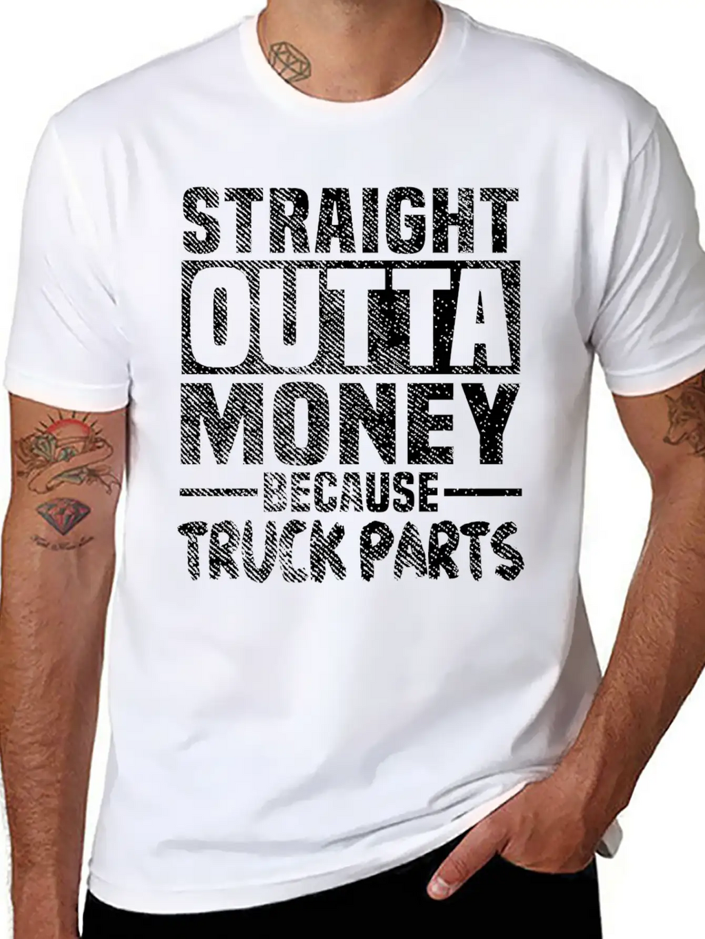 Funny Straight Outta Money Because Truck Parts Gif Stylish Everyday T-Shirt – Unisex Basic Cotton Tee