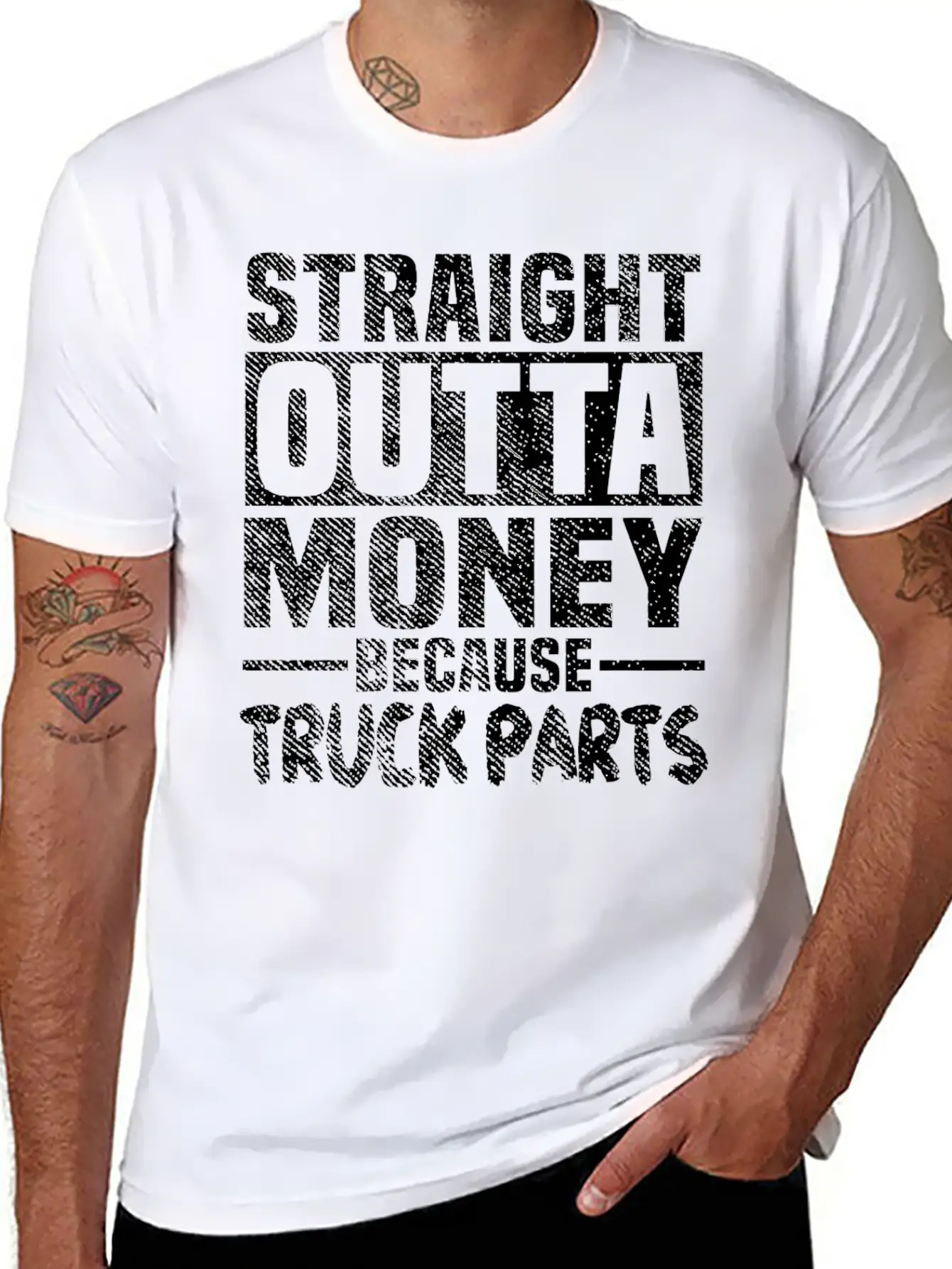 Funny Straight Outta Money Because Truck Parts Gif Stylish Everyday T-Shirt – Unisex Basic Cotton Tee