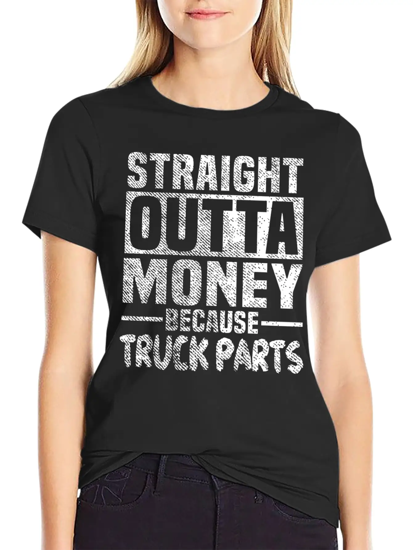 Funny Straight Outta Money Because Truck Parts Gif Stylish Everyday T-Shirt – Unisex Basic Cotton Tee