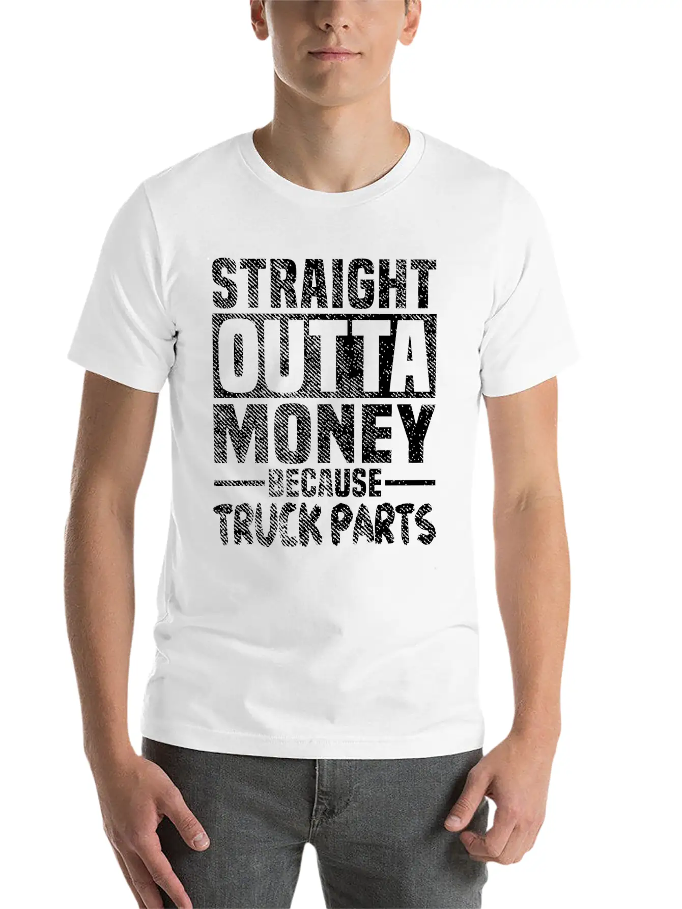 Funny Straight Outta Money Because Truck Parts Gif Stylish Everyday T-Shirt – Unisex Basic Cotton Tee