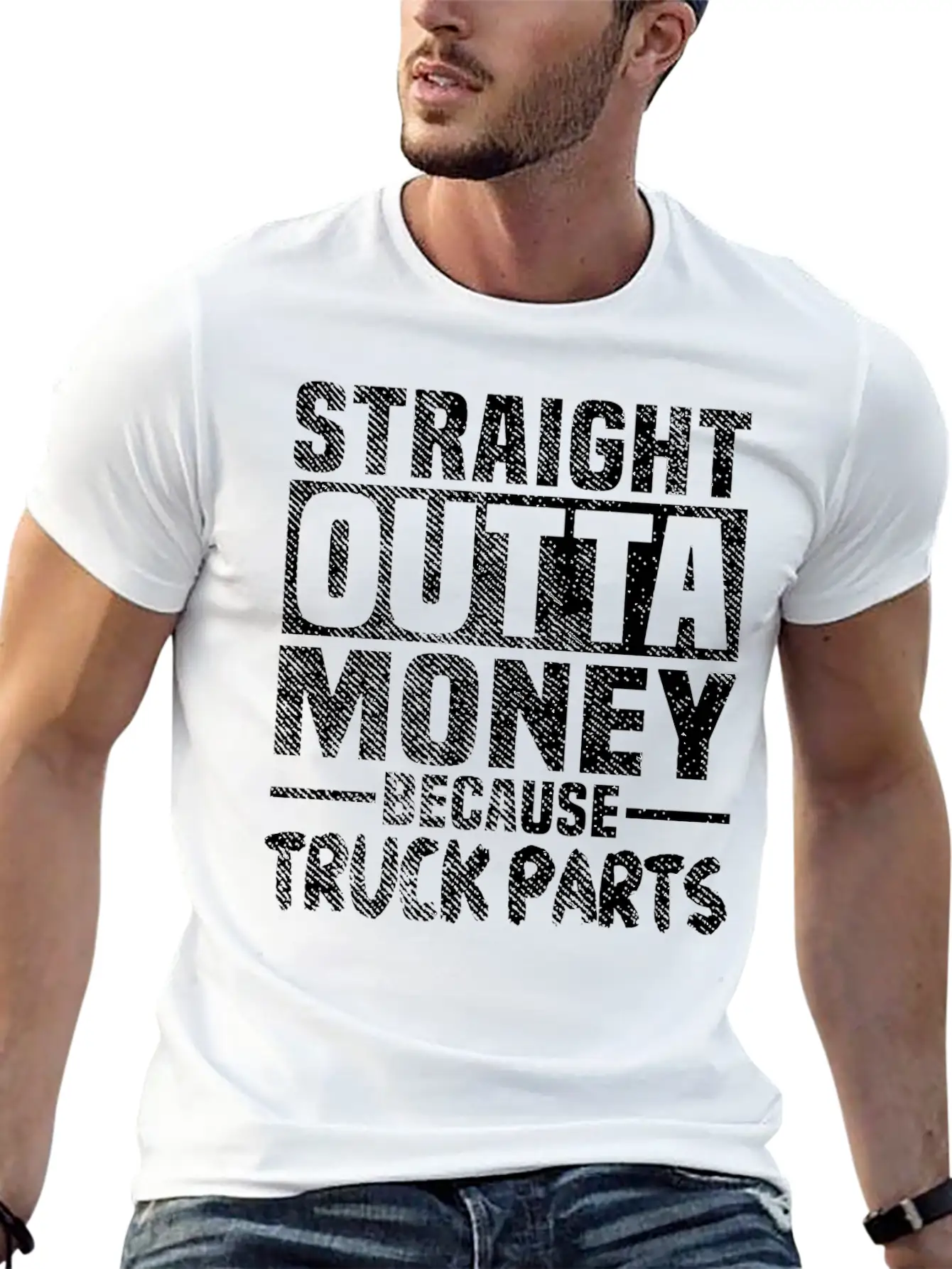 Funny Straight Outta Money Because Truck Parts Gif Stylish Everyday T-Shirt – Unisex Basic Cotton Tee
