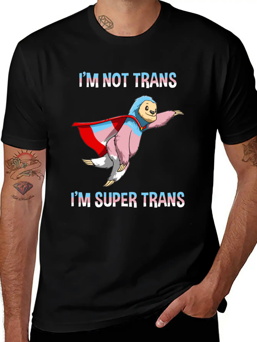 Funny Super Transgender Sloth Gift Stylish Everyday T-Shirt – Unisex Basic Cotton Tee
