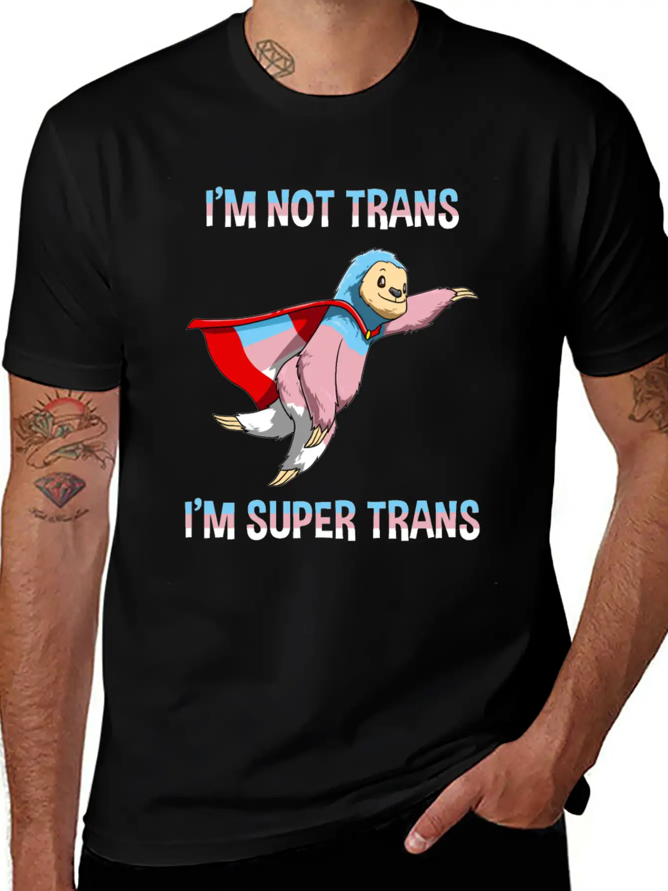 Funny Super Transgender Sloth Gift Stylish Everyday T-Shirt – Unisex Basic Cotton Tee