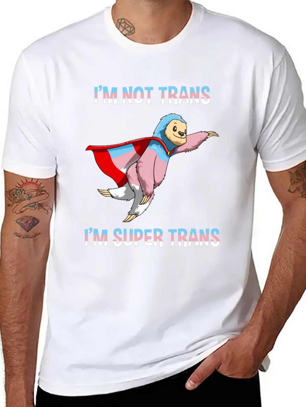 Funny Super Transgender Sloth Gift Stylish Everyday T-Shirt – Unisex Basic Cotton Tee