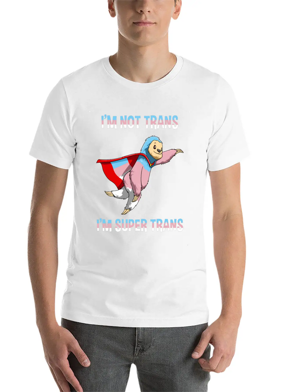 Funny Super Transgender Sloth Gift Stylish Everyday T-Shirt – Unisex Basic Cotton Tee