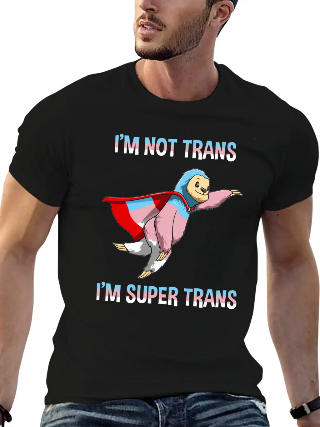 Funny Super Transgender Sloth Gift Stylish Everyday T-Shirt – Unisex Basic Cotton Tee