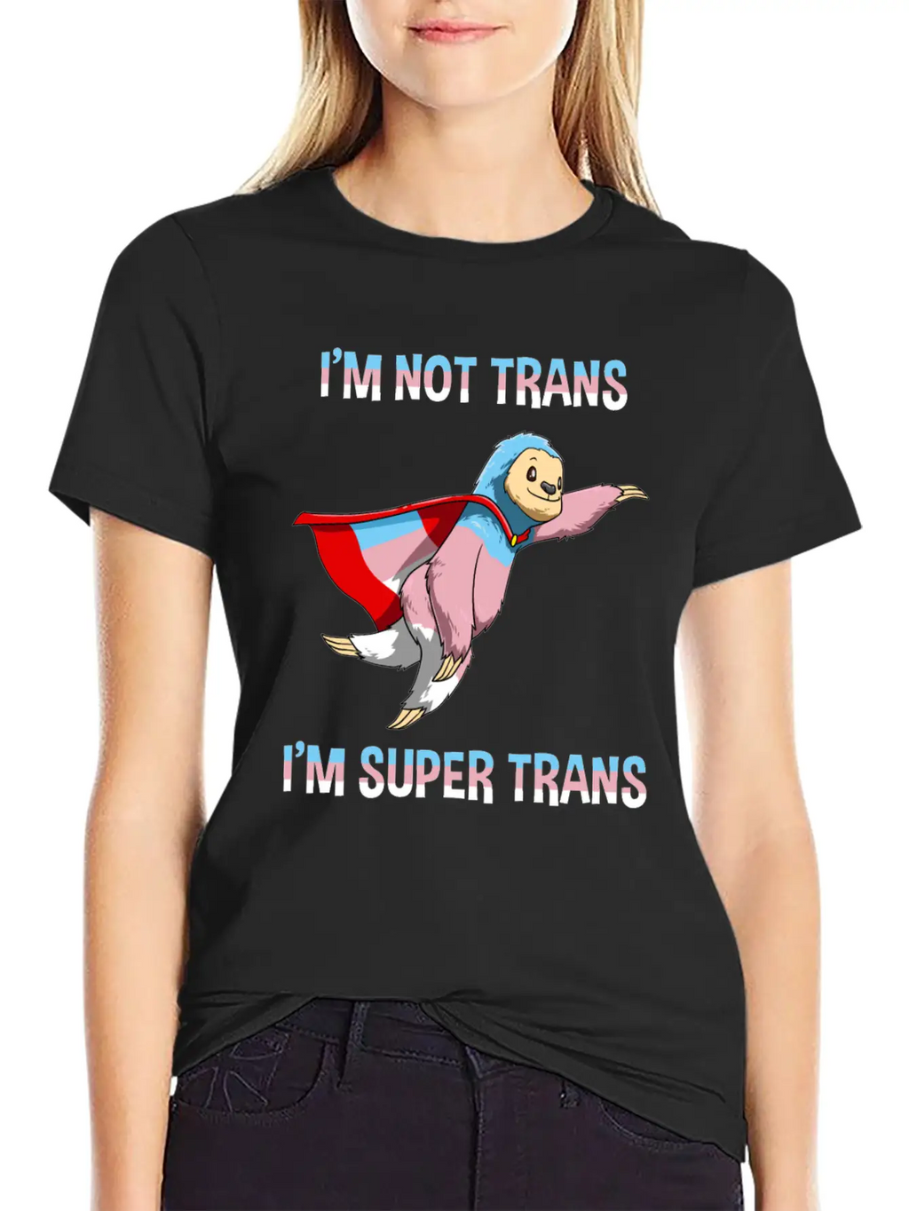 Funny Super Transgender Sloth Gift Stylish Everyday T-Shirt – Unisex Basic Cotton Tee